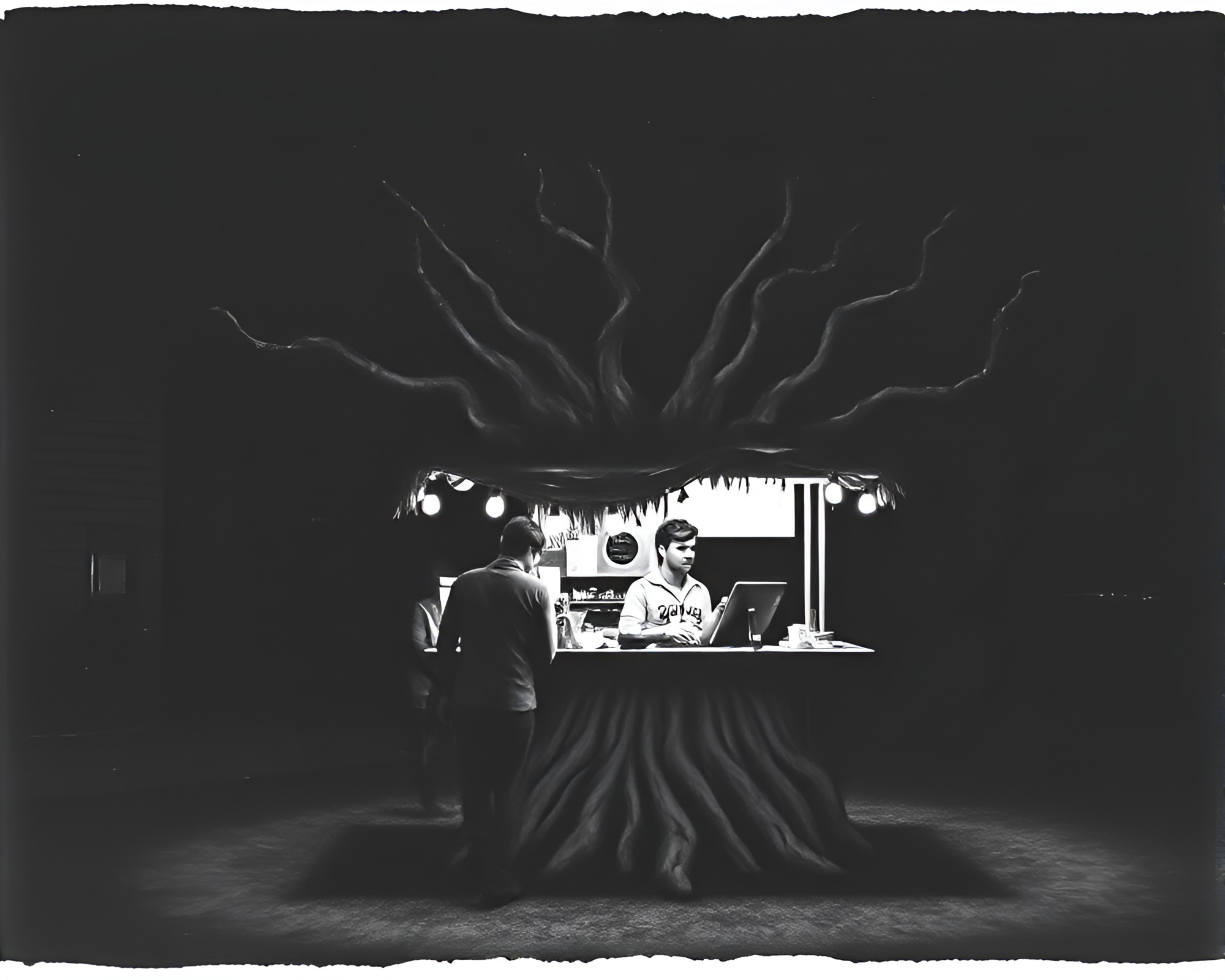 Tree Ring Pattern Taco Stand Under Ink Wash Mood – free AI stock image