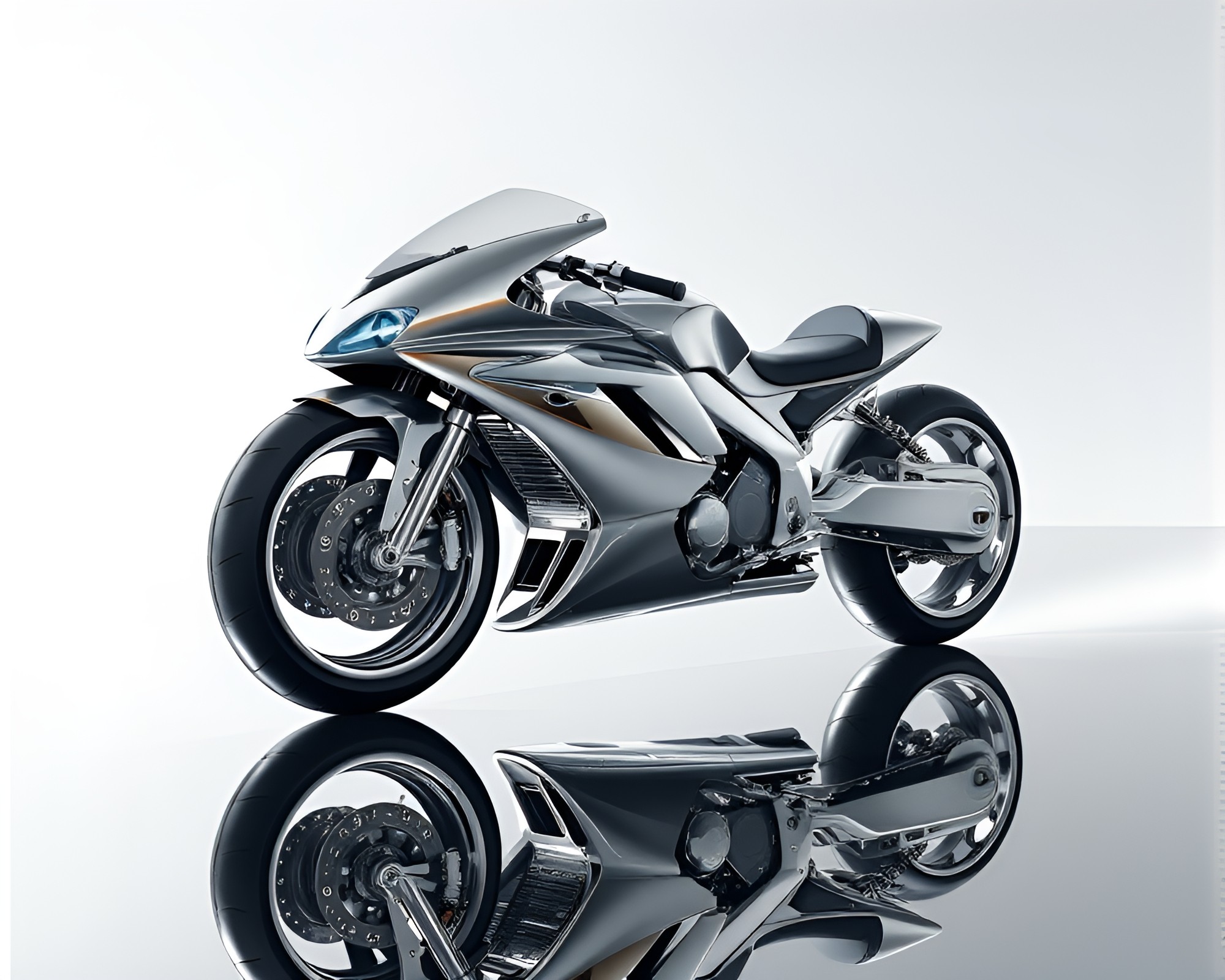 Futuristic Hoverbike in Chrome Reflection Concept Art – free AI stock image