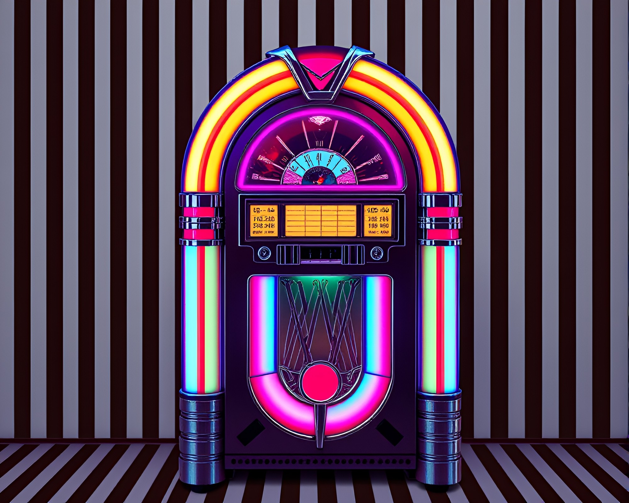 Retro Jukebox in Neon Stripes – free AI stock image