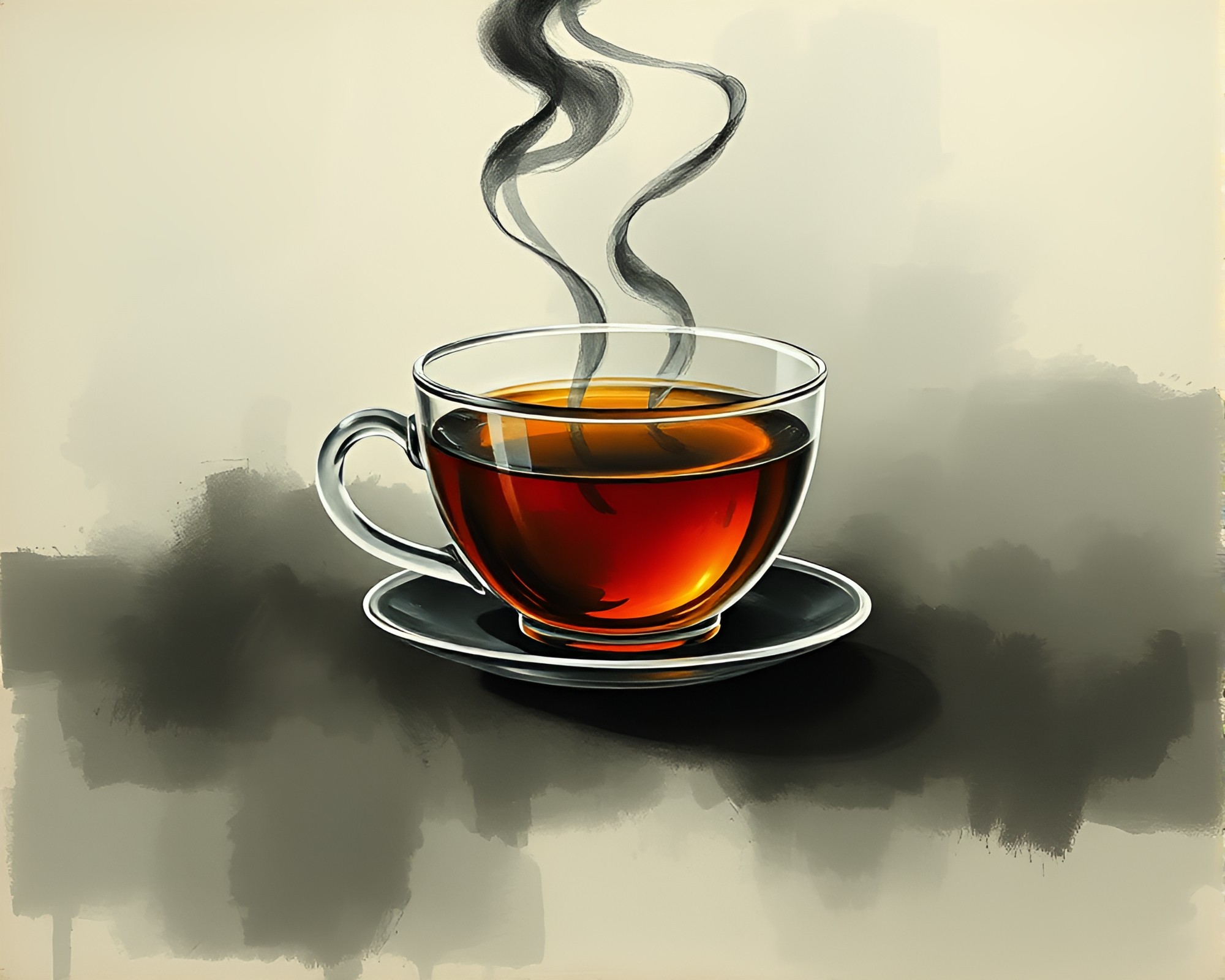 Floating Tea Cup in Charcoal Cel Shading Style – free AI stock image