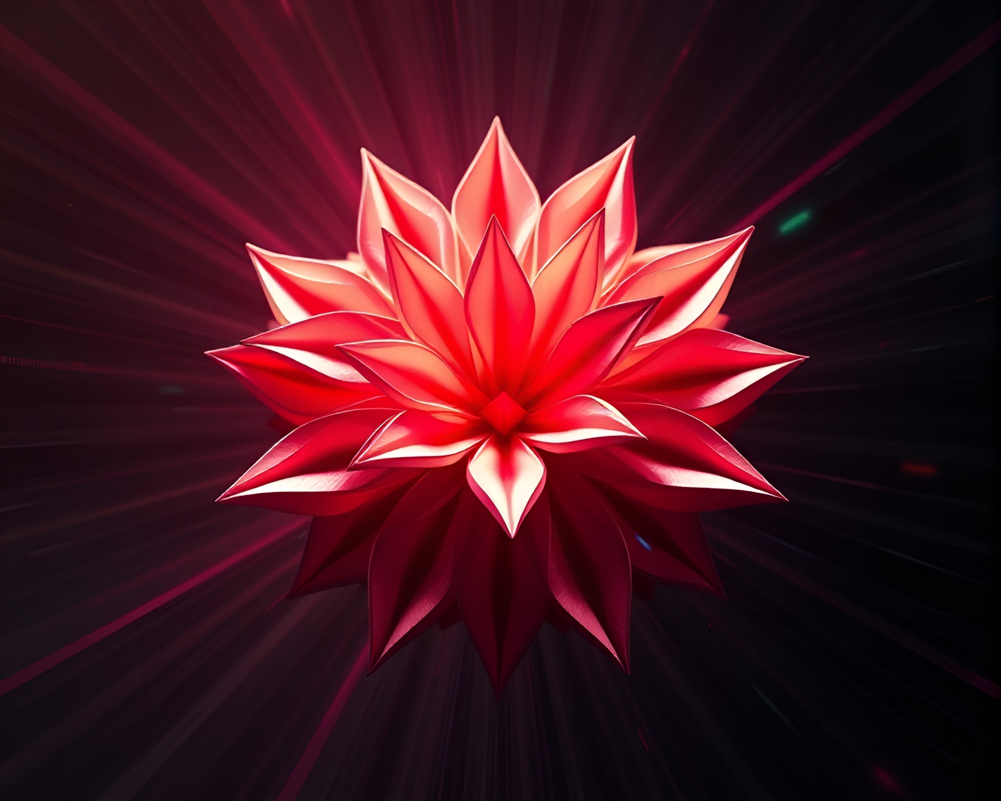 Vibrant Origami Flower in Backscatter Flare CGI Render – free AI stock image