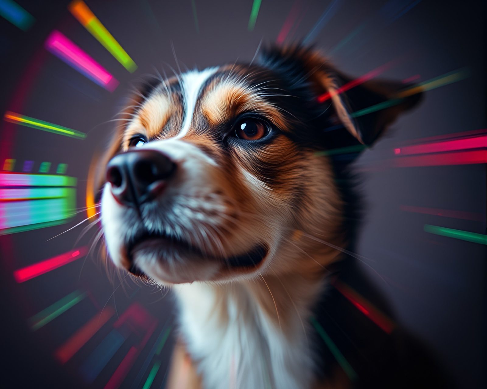 Macro photo of shimmering holographic pet with lens distortion