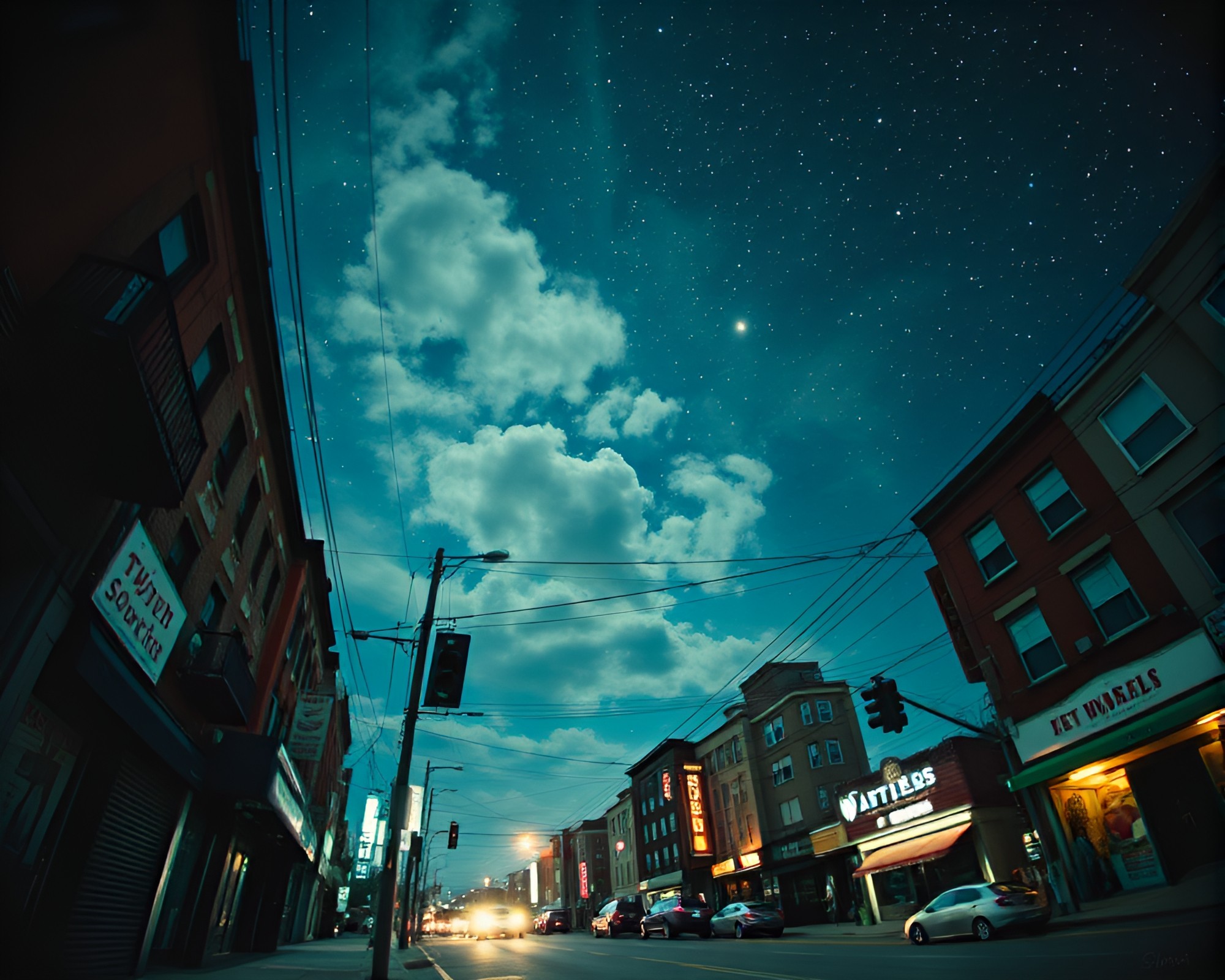 Siren Street Art Under Starlit Sky – free AI stock image
