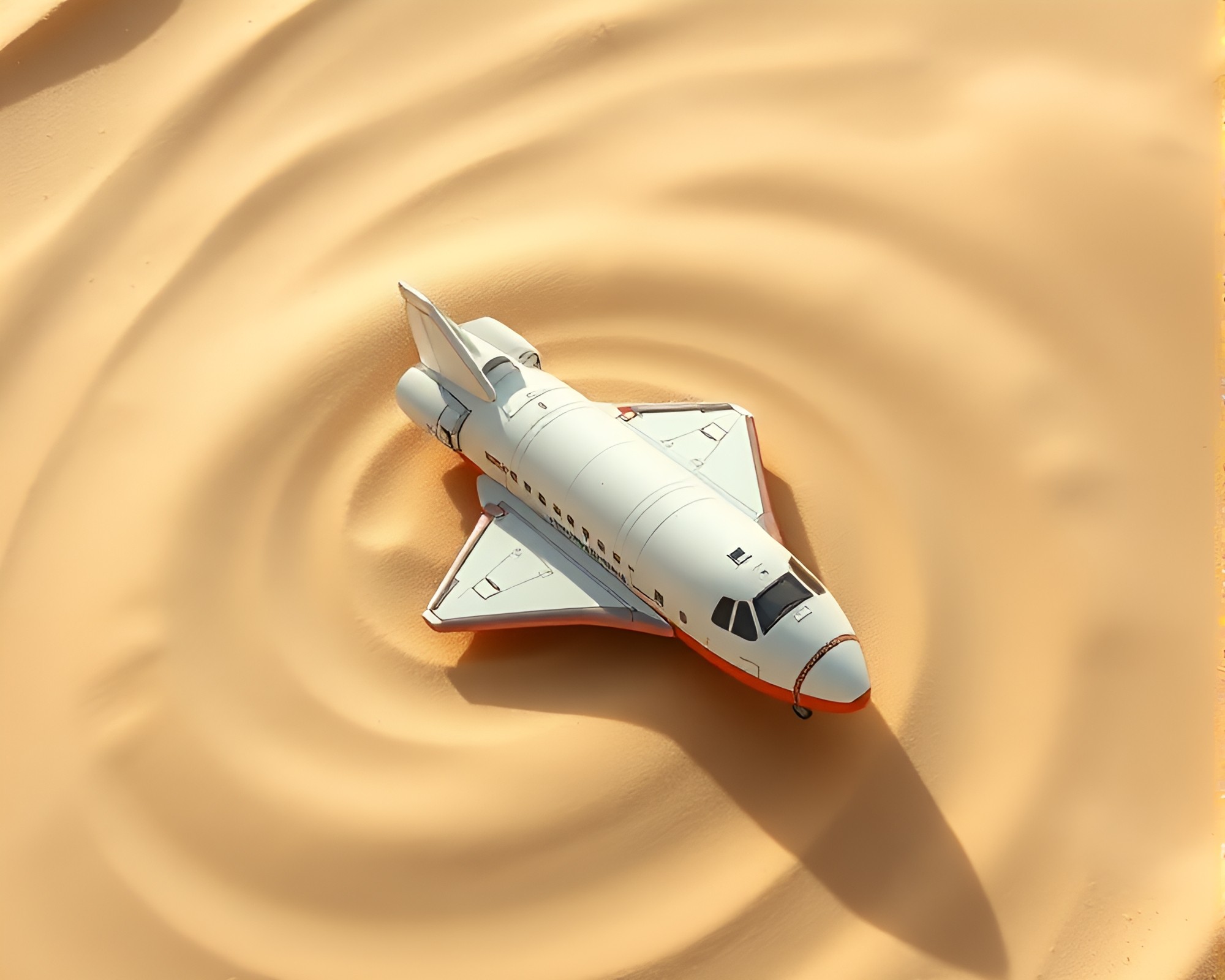 Isometric Space Shuttle in Swirling Sand Pattern – free AI stock image