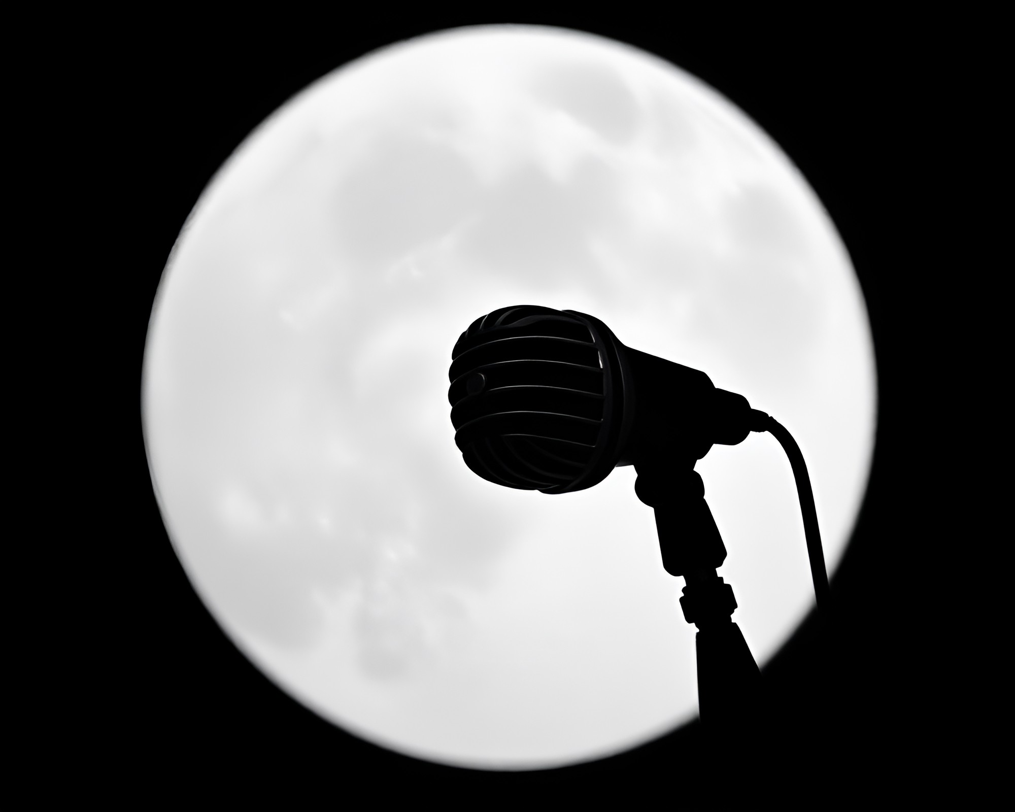 Lunar Microphone Arch in Halftone – free AI stock image