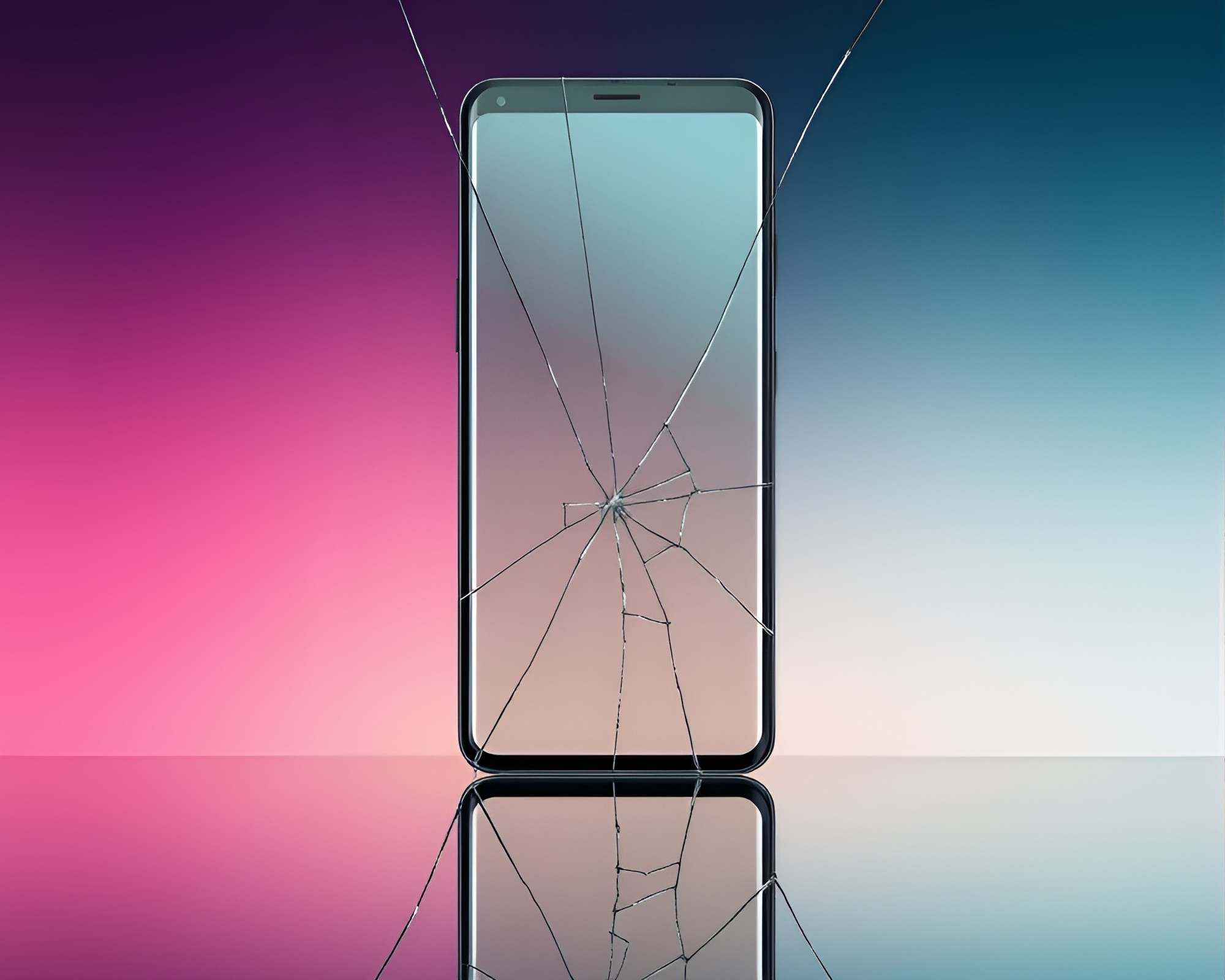 Android Reflection in Broken Glass Earth Tones – free AI stock image