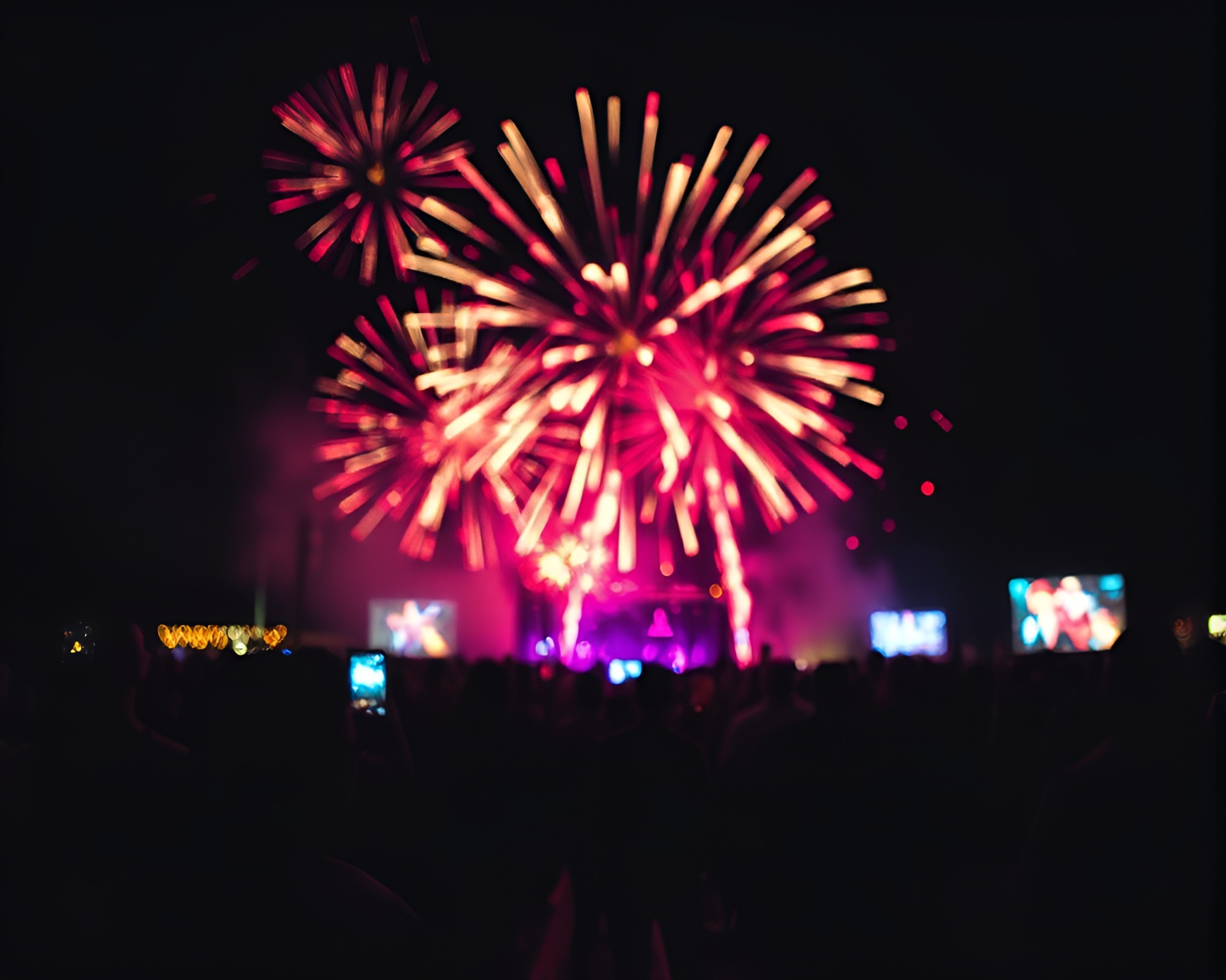 Neon Charcoal Sketch of Festival Fireworks in Selective Focus – free AI stock image
