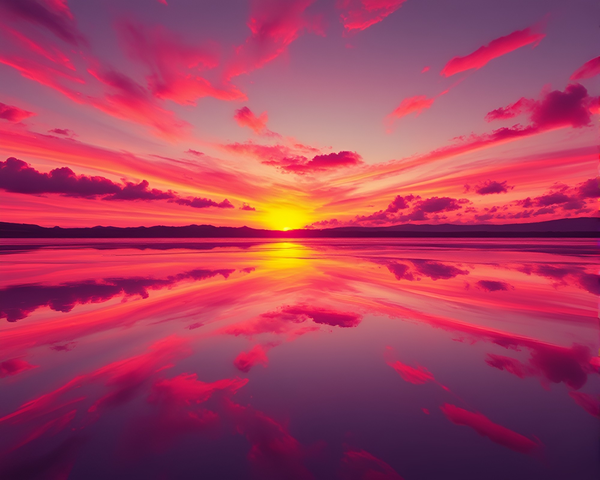 Vaporwave Sunset Double Reflection Dream – free AI stock image