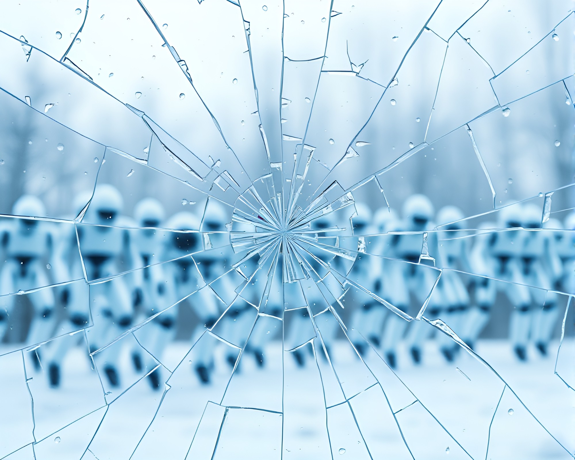 Nanobot Swarm Shattered Glass Reflection Artistic Design – free AI stock image