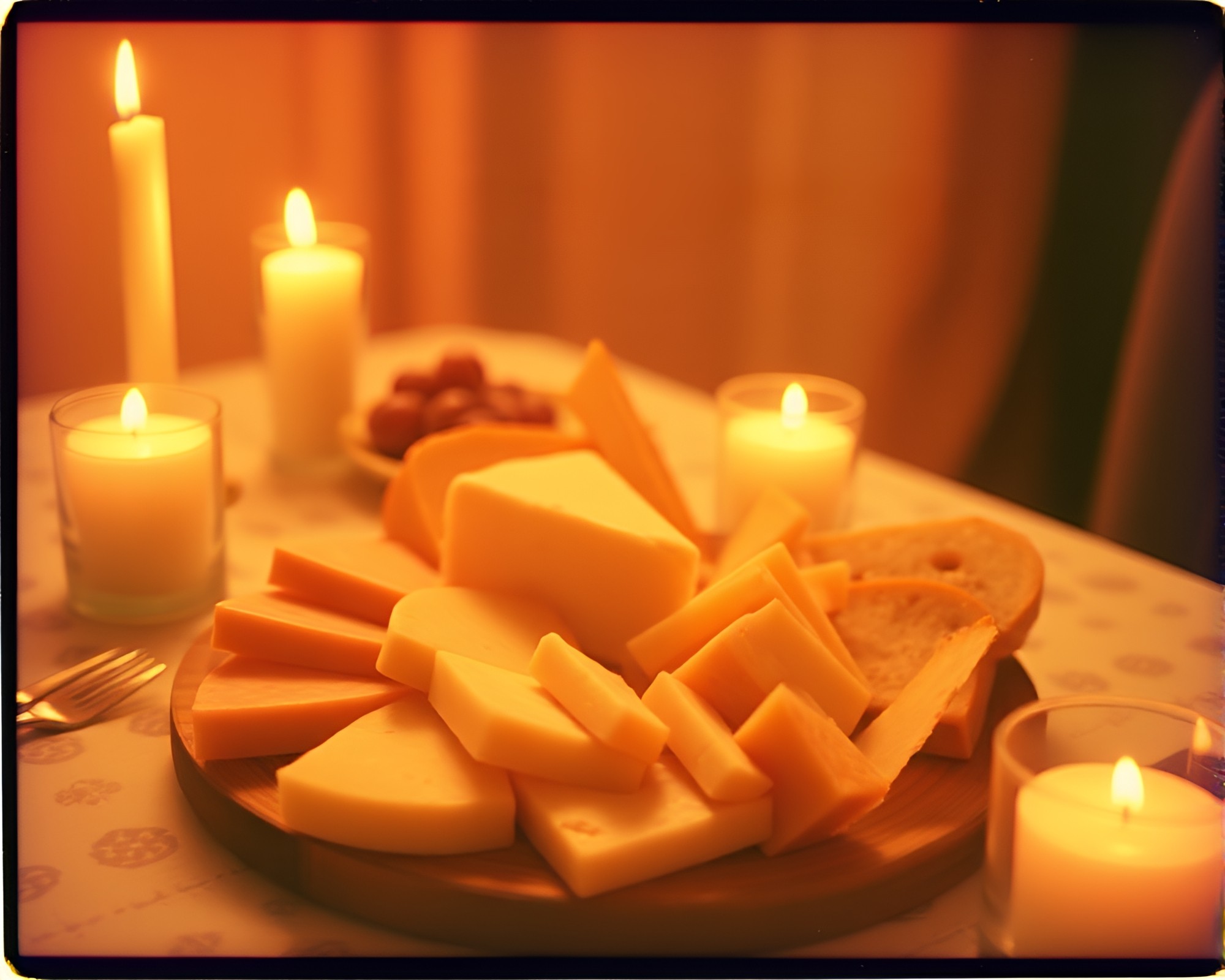 Prism Refraction Cheese Platter in Vintage Candlelight – free AI stock image