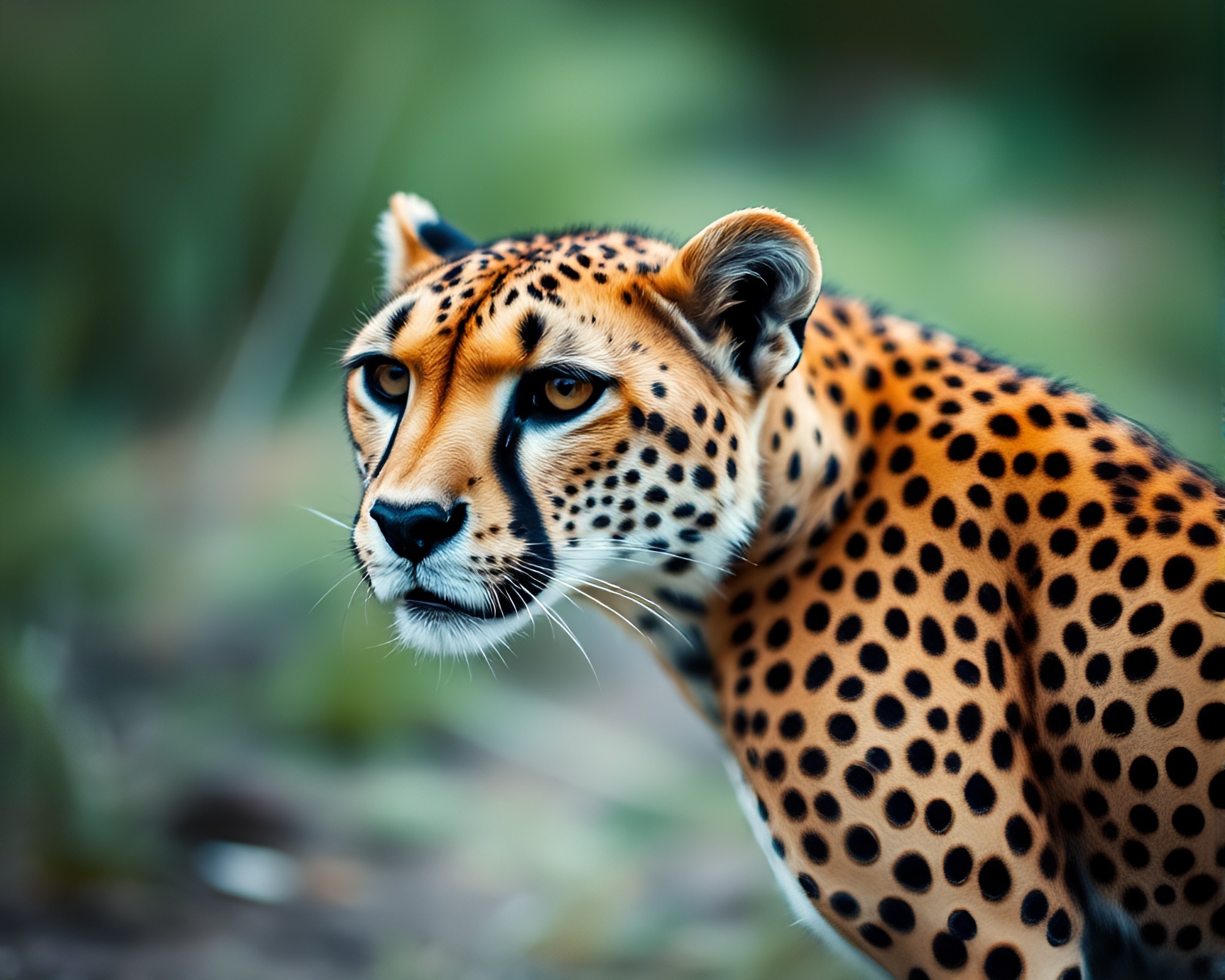 Chic Cheetah Art: Mildew Spots in Turquoise Tilt-Shift – free AI stock image