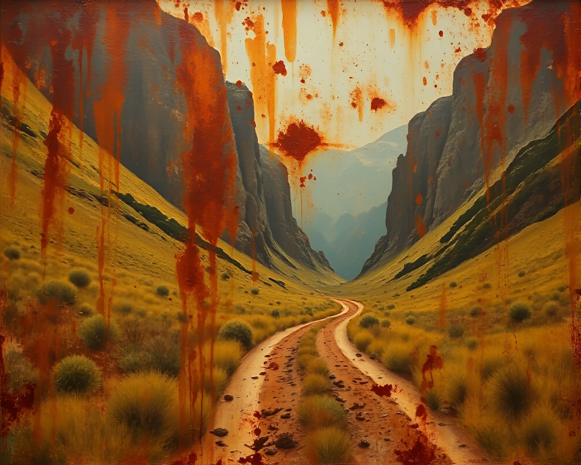 Rustic Valley Mirage: A Trompe-l’oeil Illusion – free AI stock image