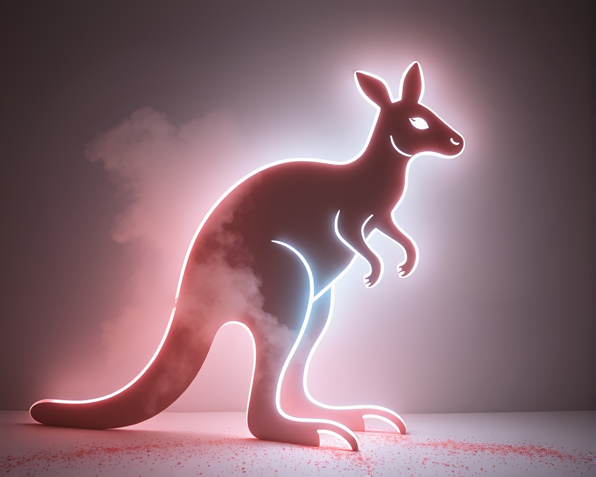 Paper Cutout Kangaroo in Neon Dust Overlay Scene – free AI stock image
