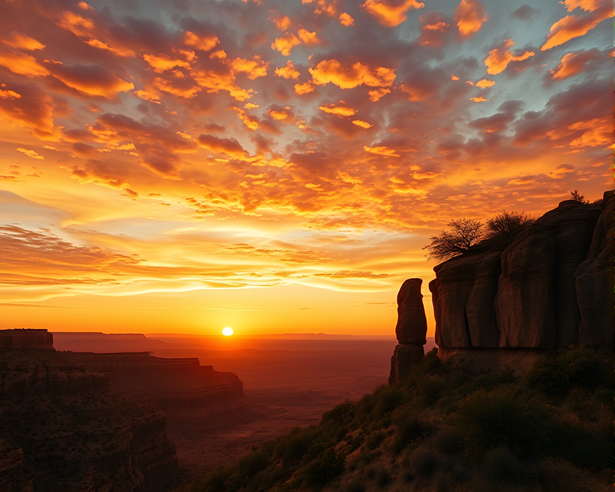 Savanna Sunset Over Manga Canyon in Panoramic View – free AI stock image