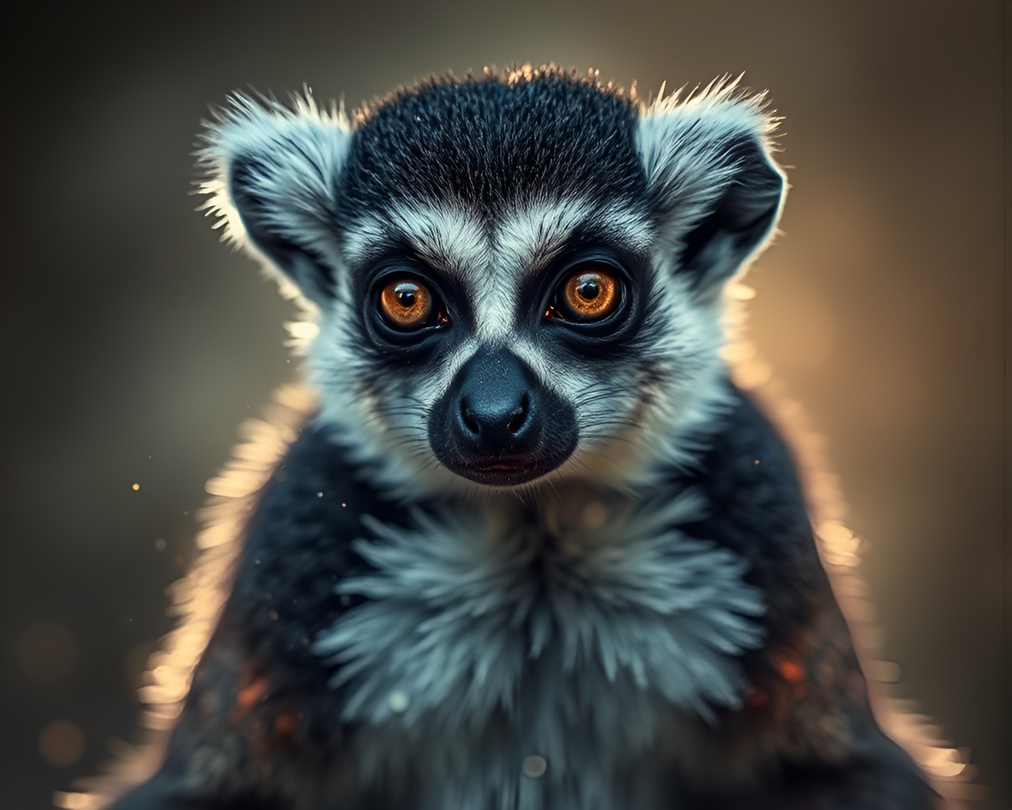 Lemur Under Pixelated Dust Overlay Photocollage – free AI stock image