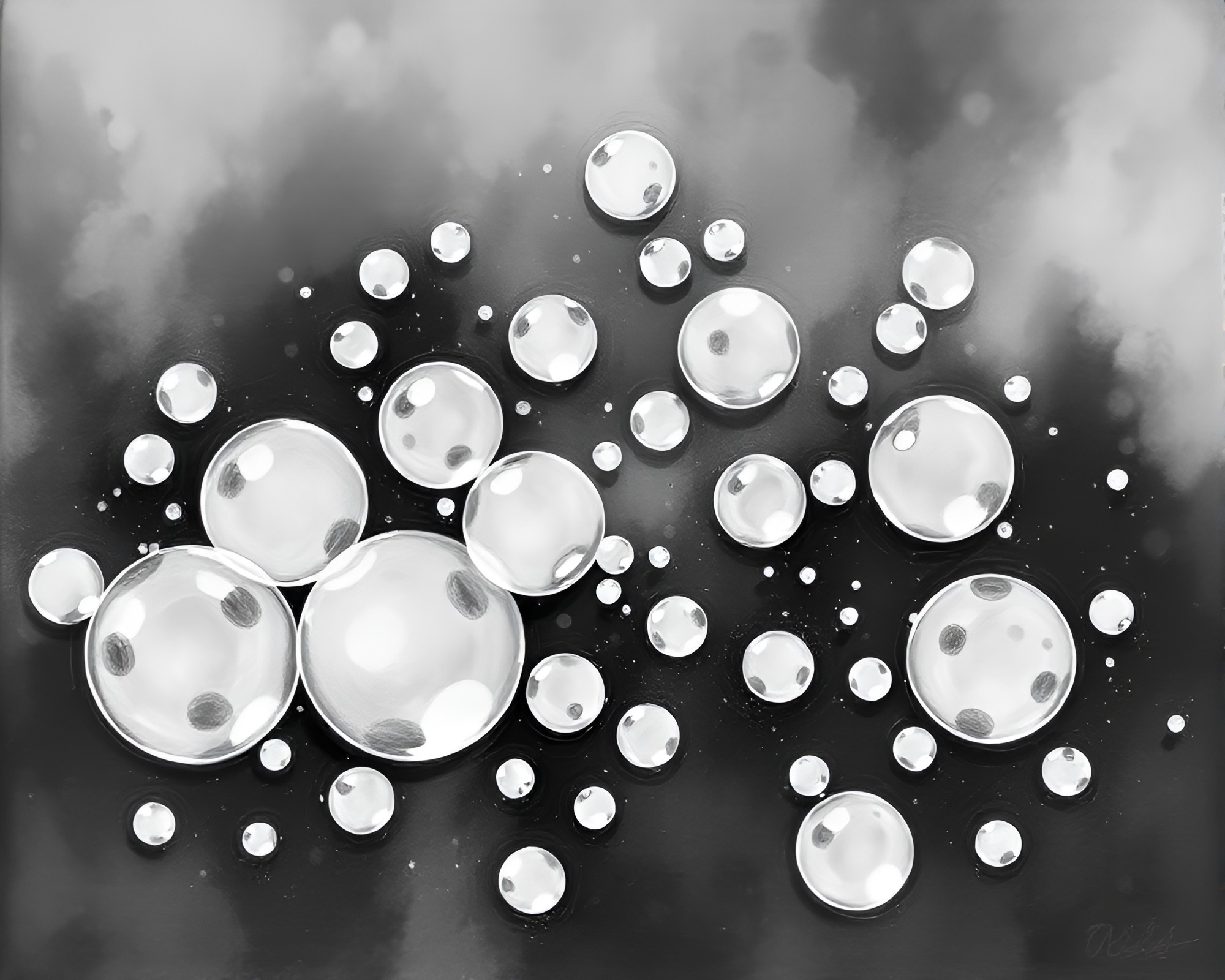 Bubble Cluster Serenity in Graphite Gray Hot Spring – free AI stock image