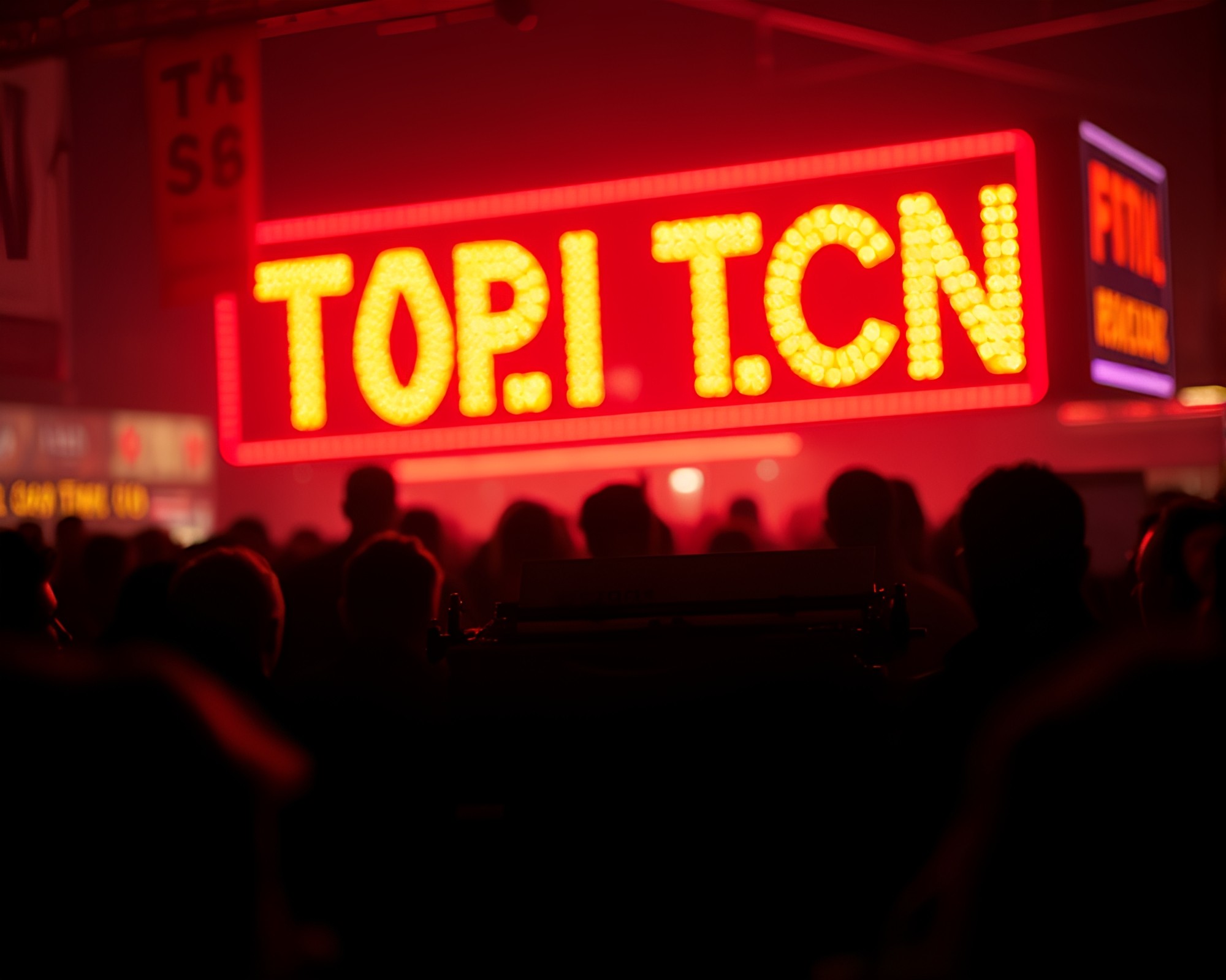 Glowing Typewriter Amidst Silhouetted Crowd – free AI stock image