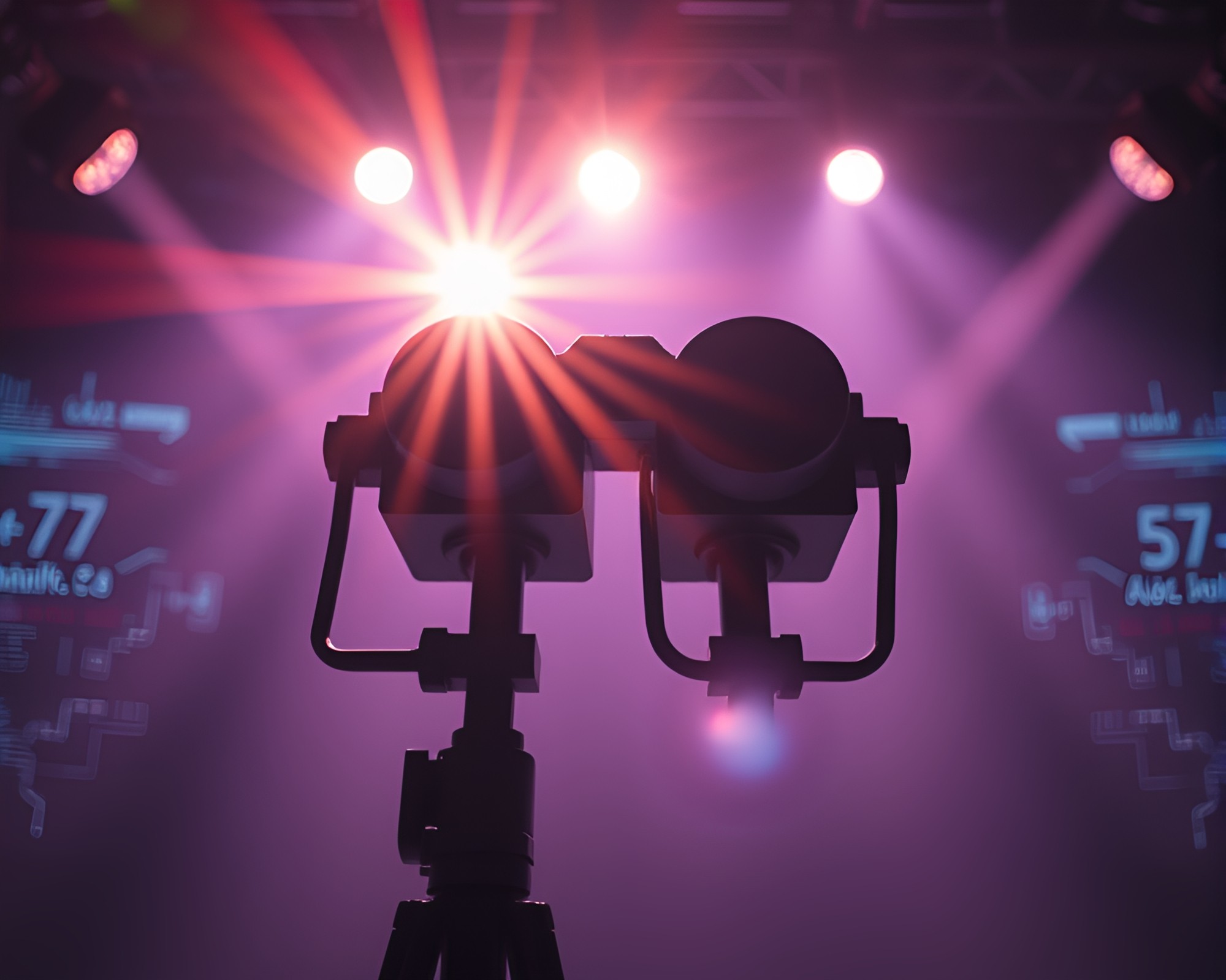 Futuristic Binoculars Sunset Glares Spotlight Scene – free AI stock image