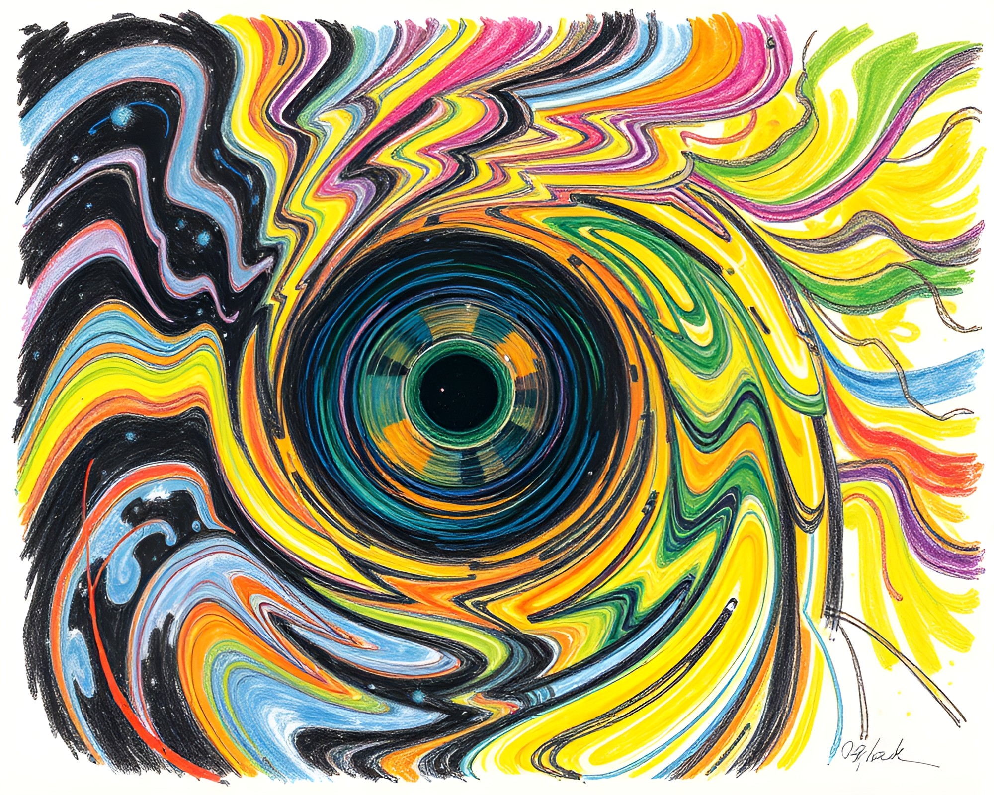 Basilisk Encounter in Hyper-Saturated Swirls – free AI stock image