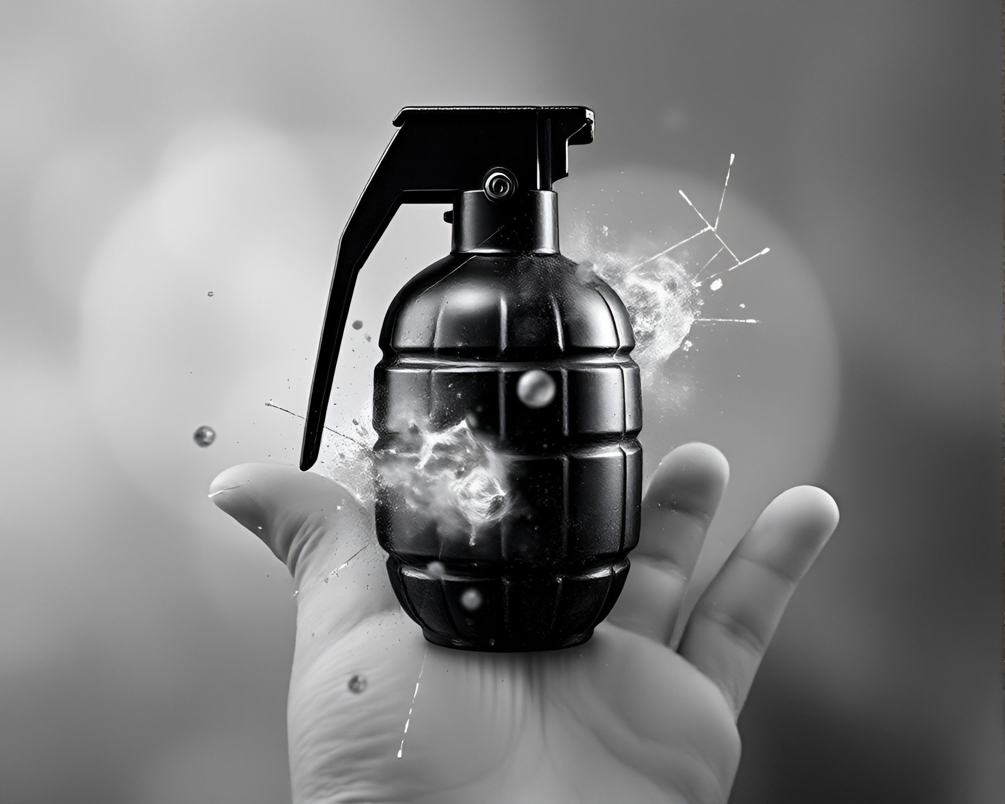 Antimatter Grenade Explosion in Graphite Gridscape – free AI stock image