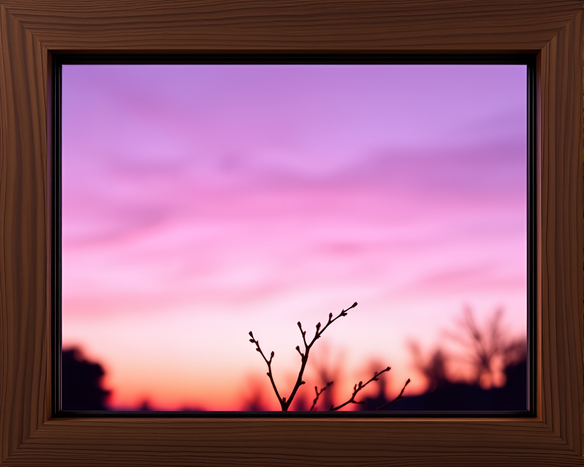 Twilight Phoenix Emerging Through Natural Purple Frame – free AI stock image