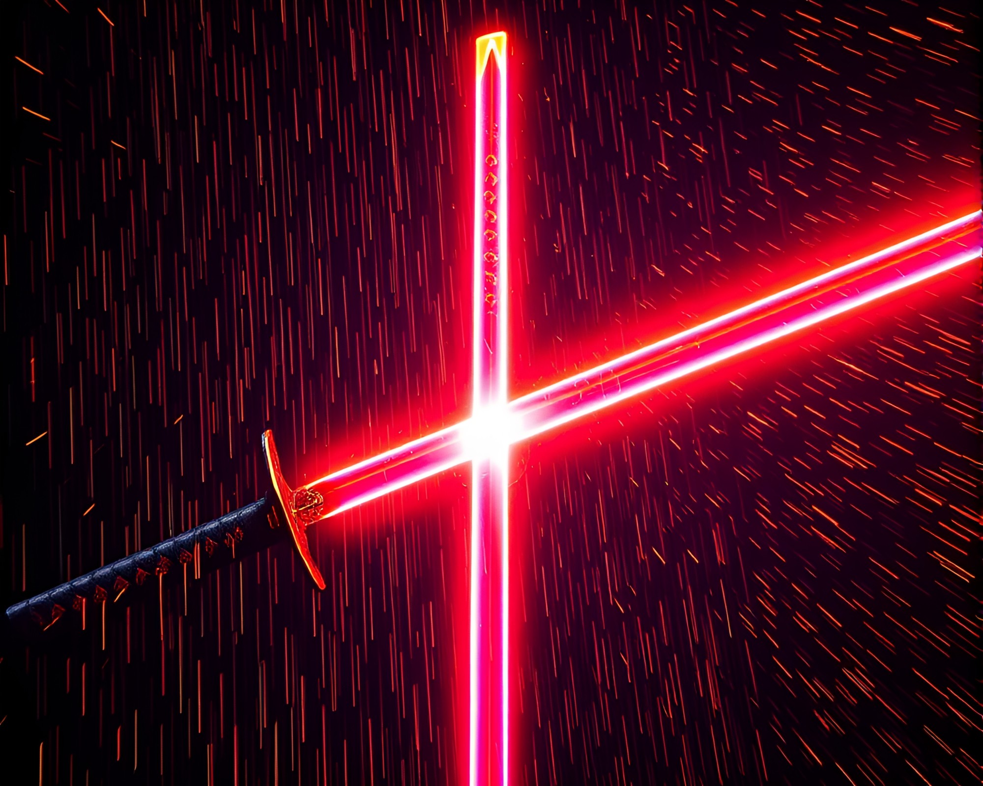 Samurai Warrior Bathed in Cosmic Rainbow Light – free AI stock image