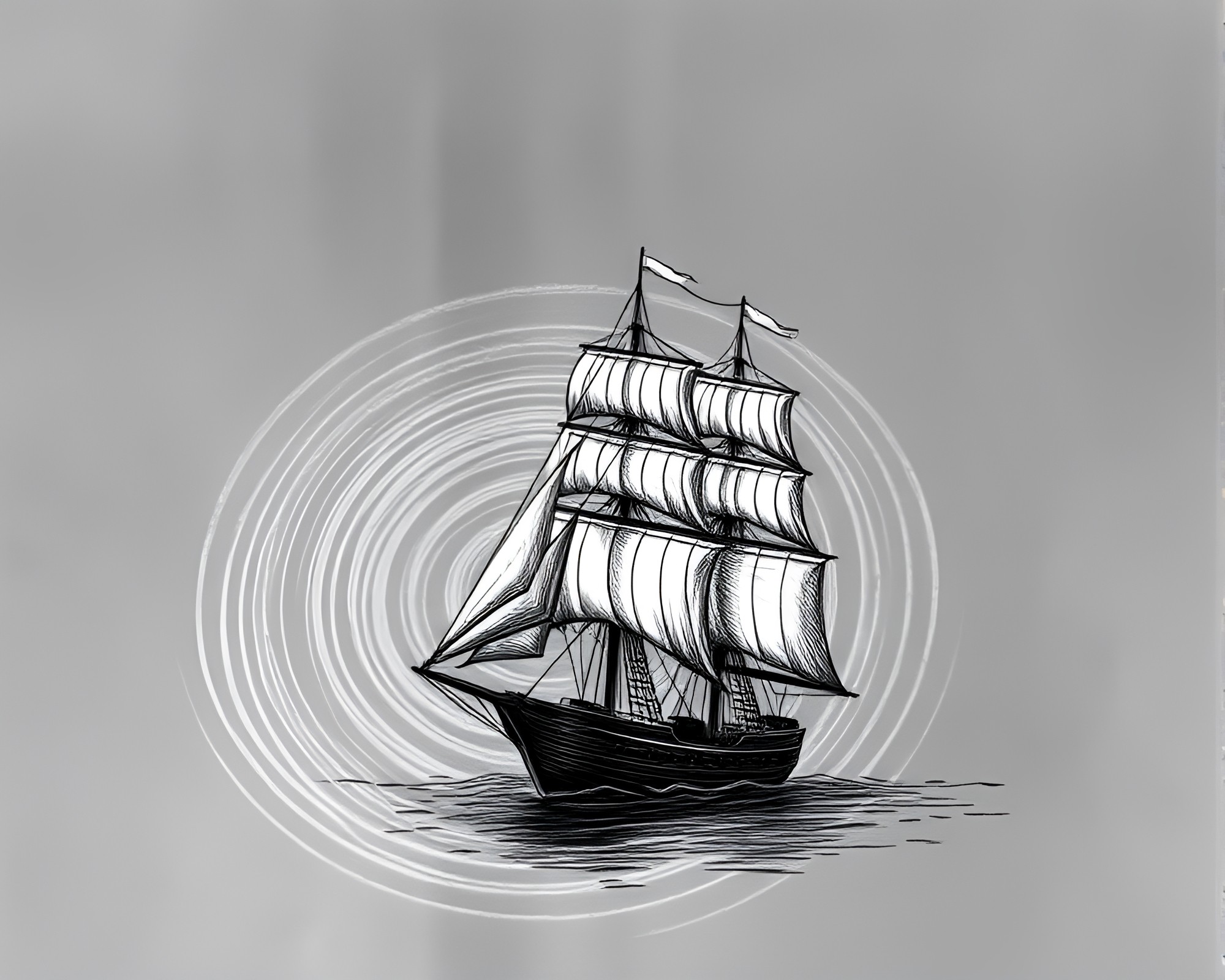 Enigmatic Whirlpool: Ancient Ship in Graphite Gray – free AI stock image