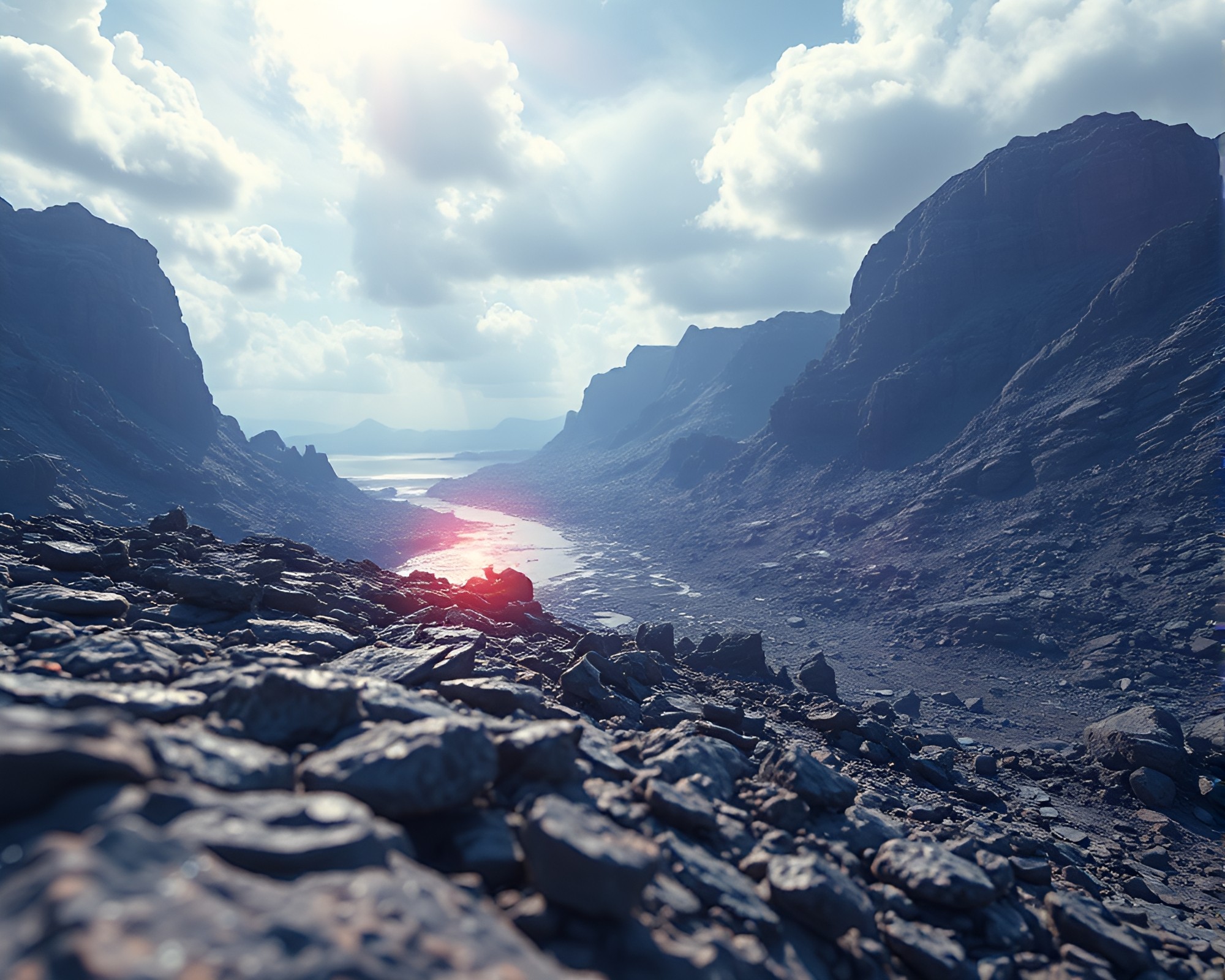 Futuristic Rainbow Coast: Shallow DOF Spectrum – free AI stock image