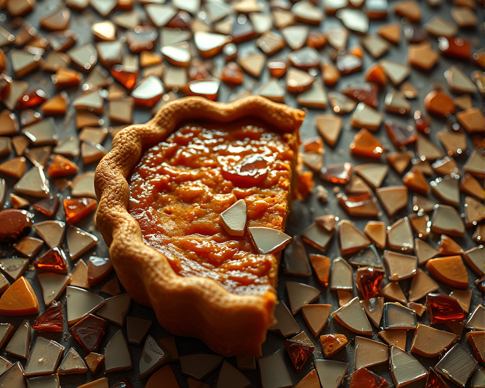 Fall Harvest: Pumpkin Pie Mosaic Fragments – free AI stock image