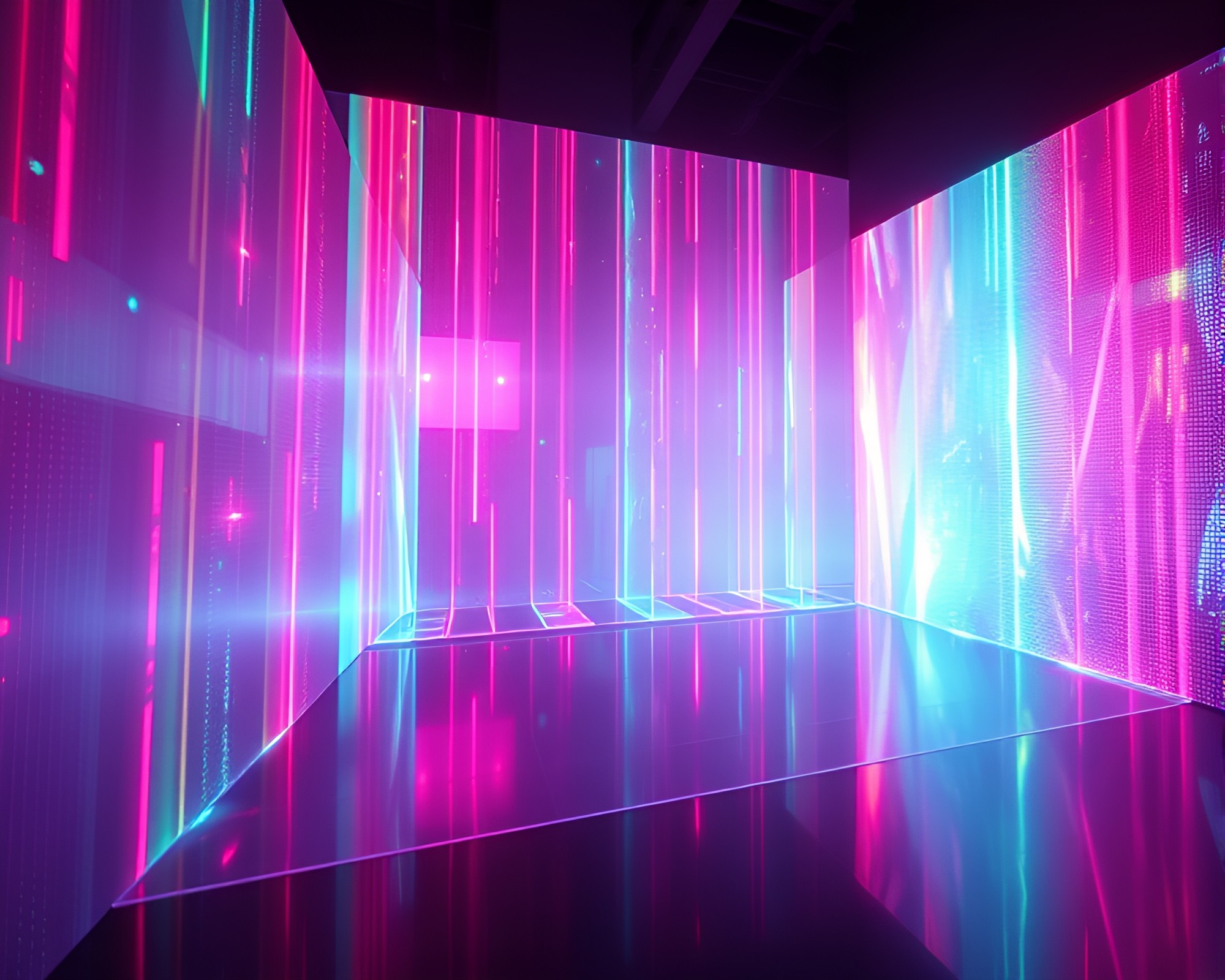 Futuristic Holographic Display in Neon Lighting Angle – free AI stock image