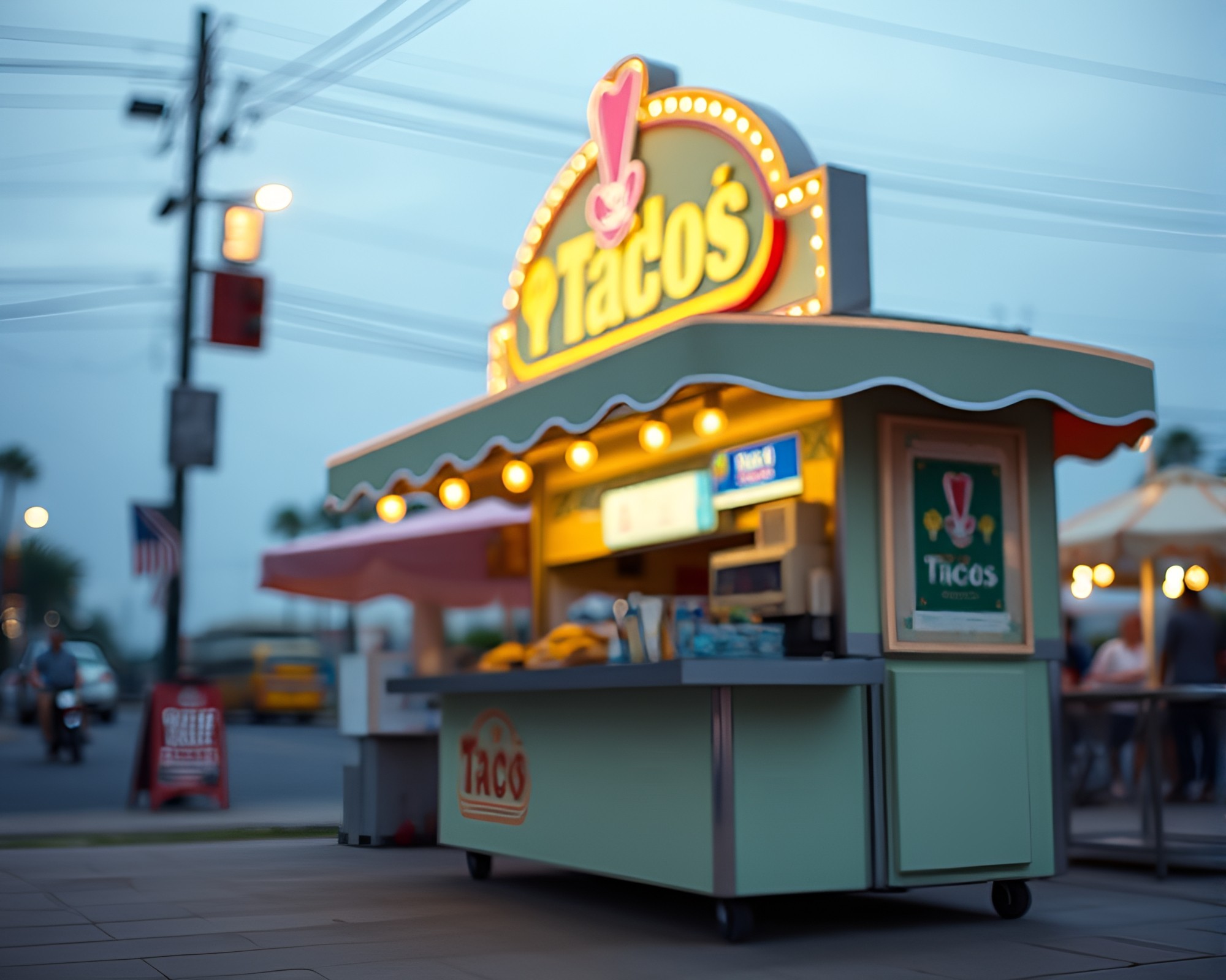 Dreamy Taco Stand under Soft Pastel Light – free AI stock image