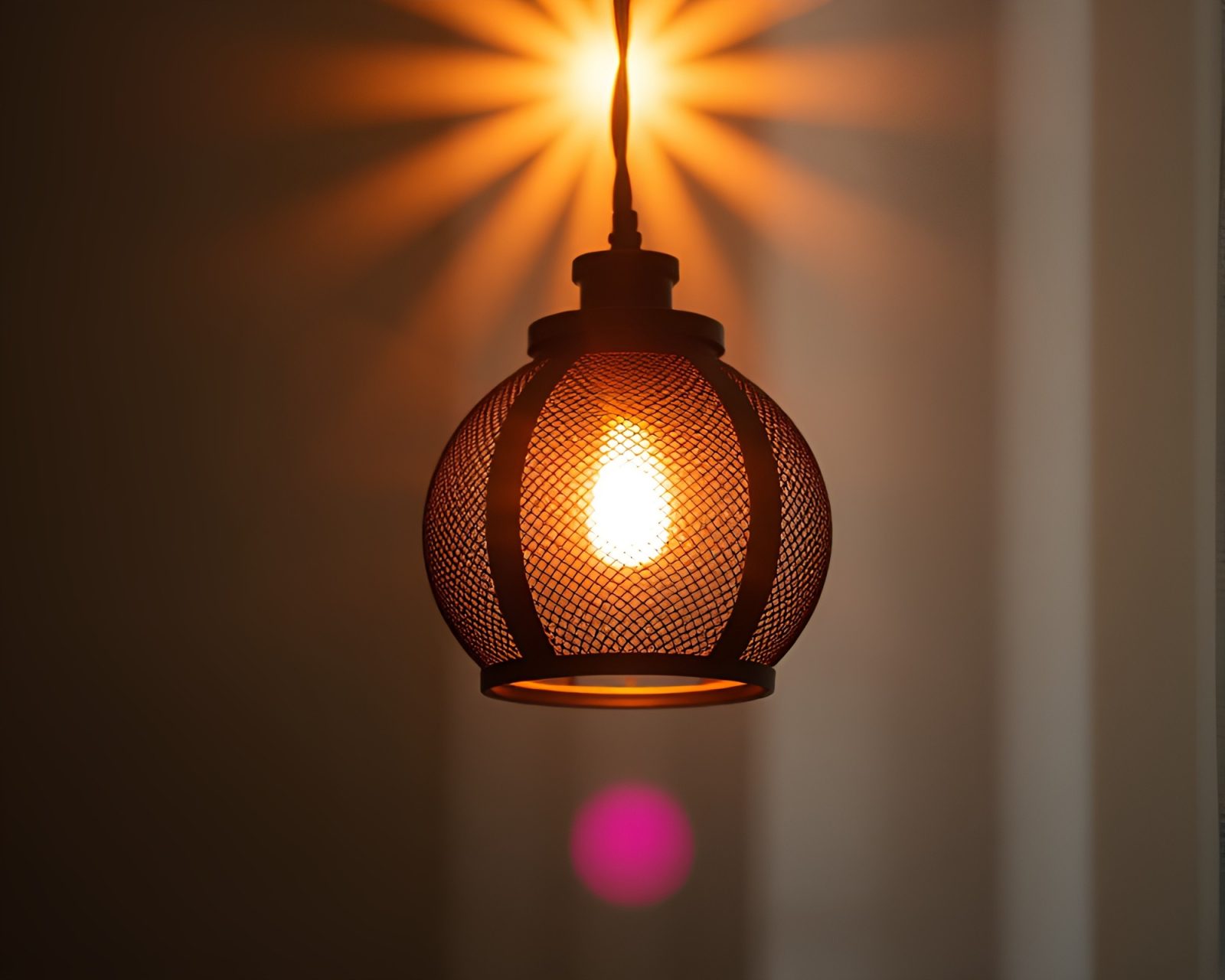 Dreamy ethereal scene with illuminated starburst lamp