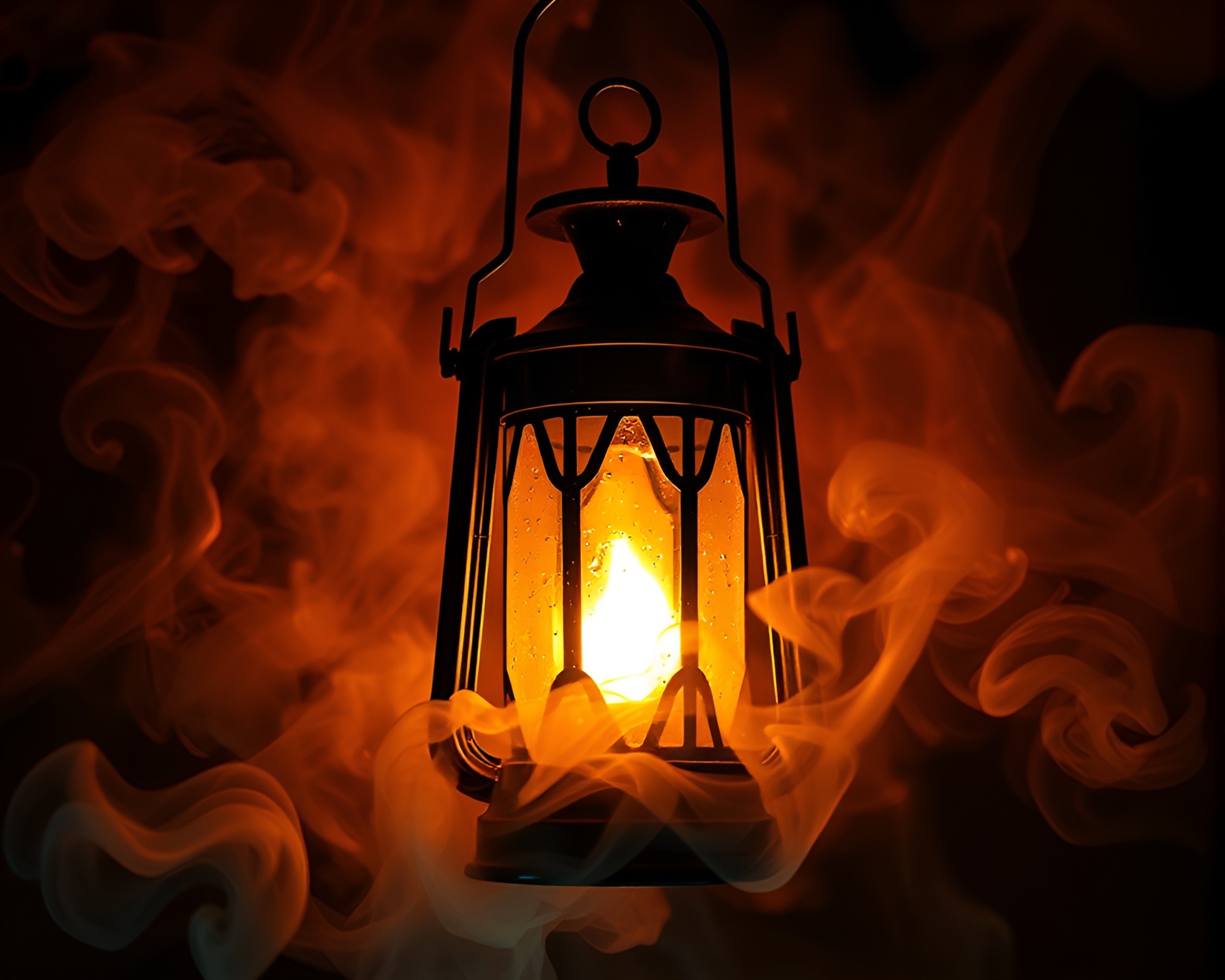 Enchanting Oil Lantern Smoke Rings Splatter Art – free AI stock image