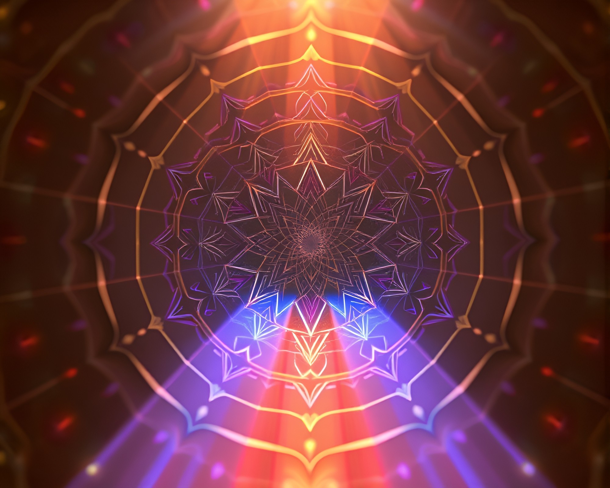 Sacred Geometry Cathedral Bathed in Vibrant Colors – free AI stock image