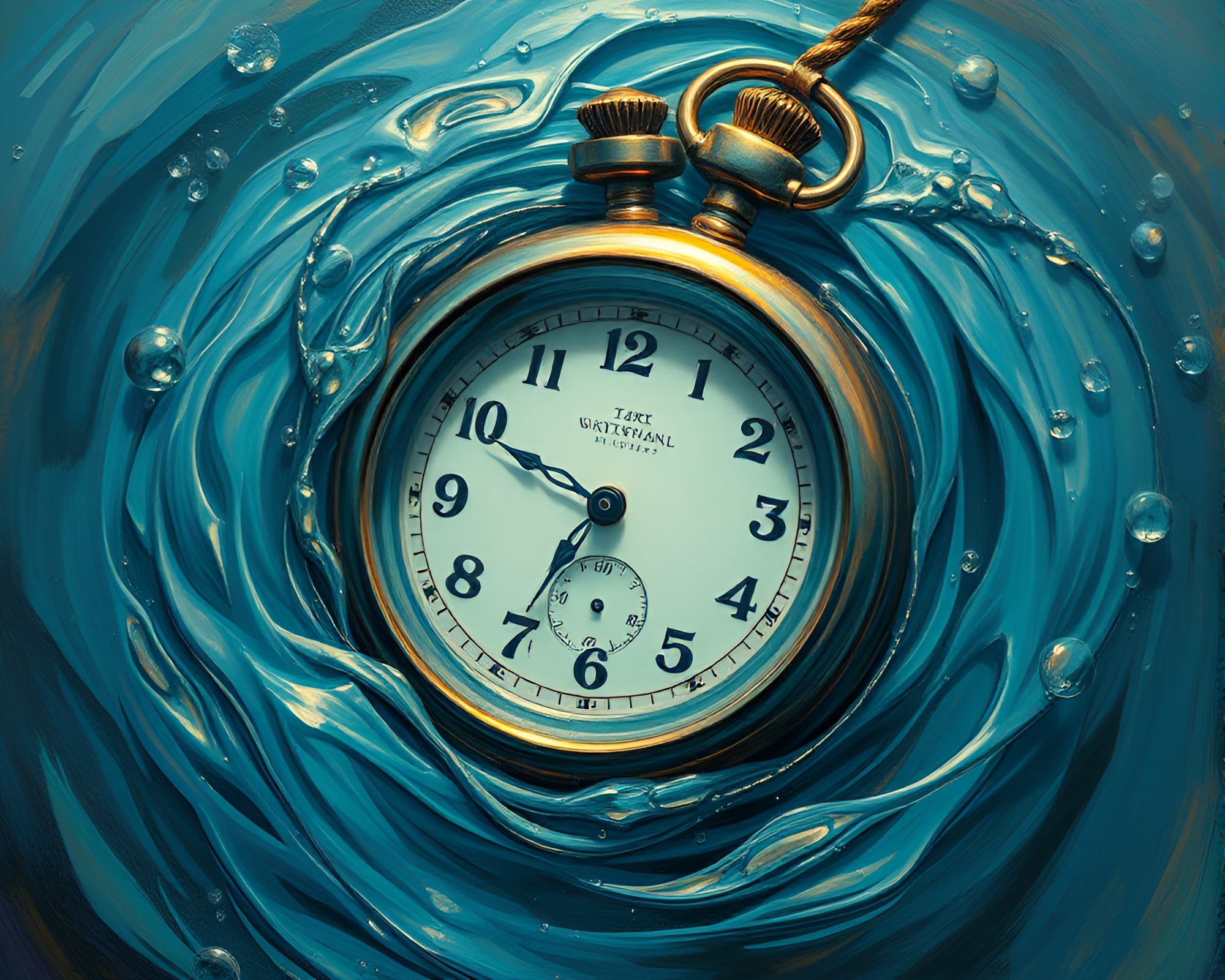 Mesmerizing Water Whirlpool Pocket Watch Hypersaturated Art – free AI stock image