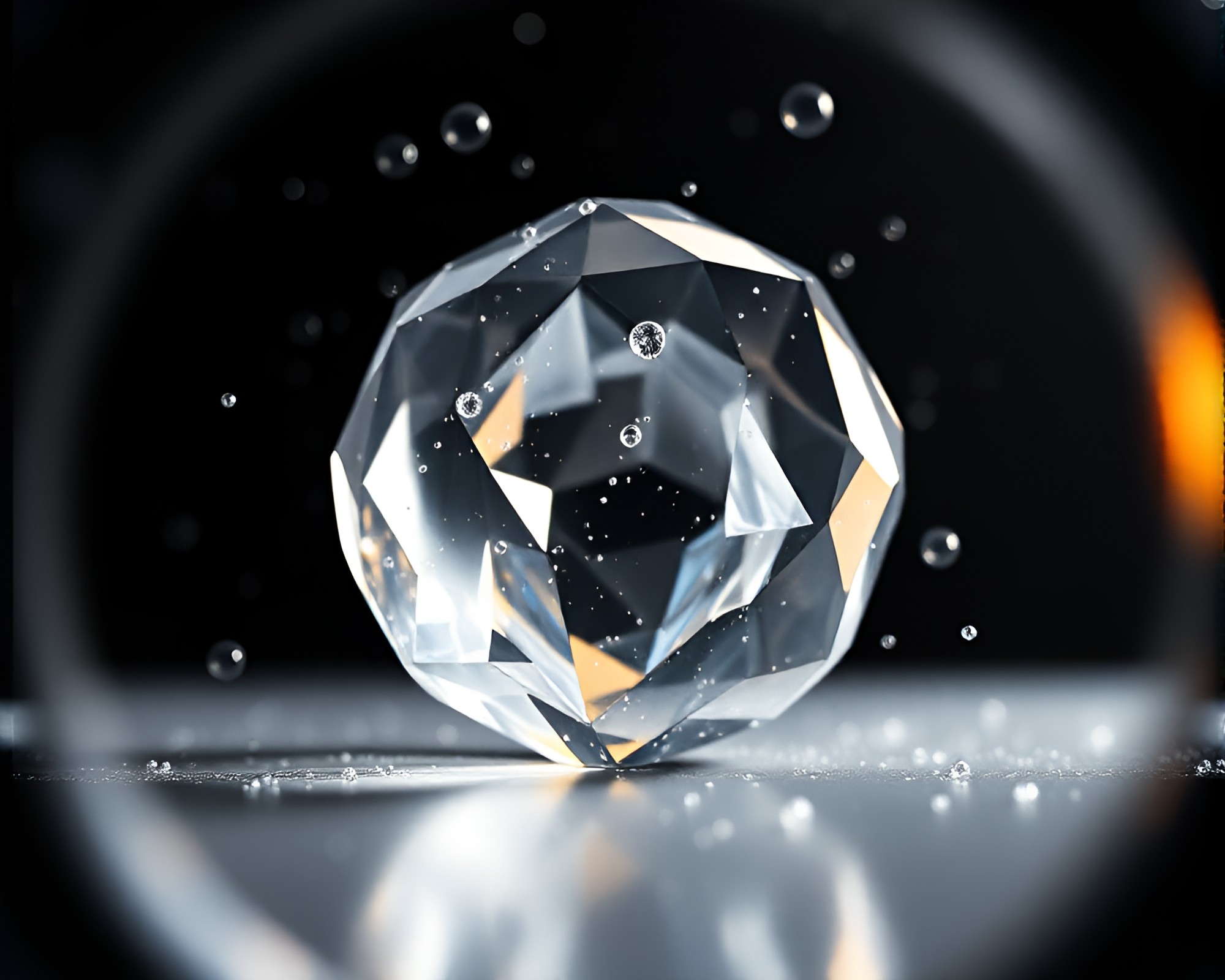 Floating Crystal in Distorted Lens Film Grain – free AI stock image
