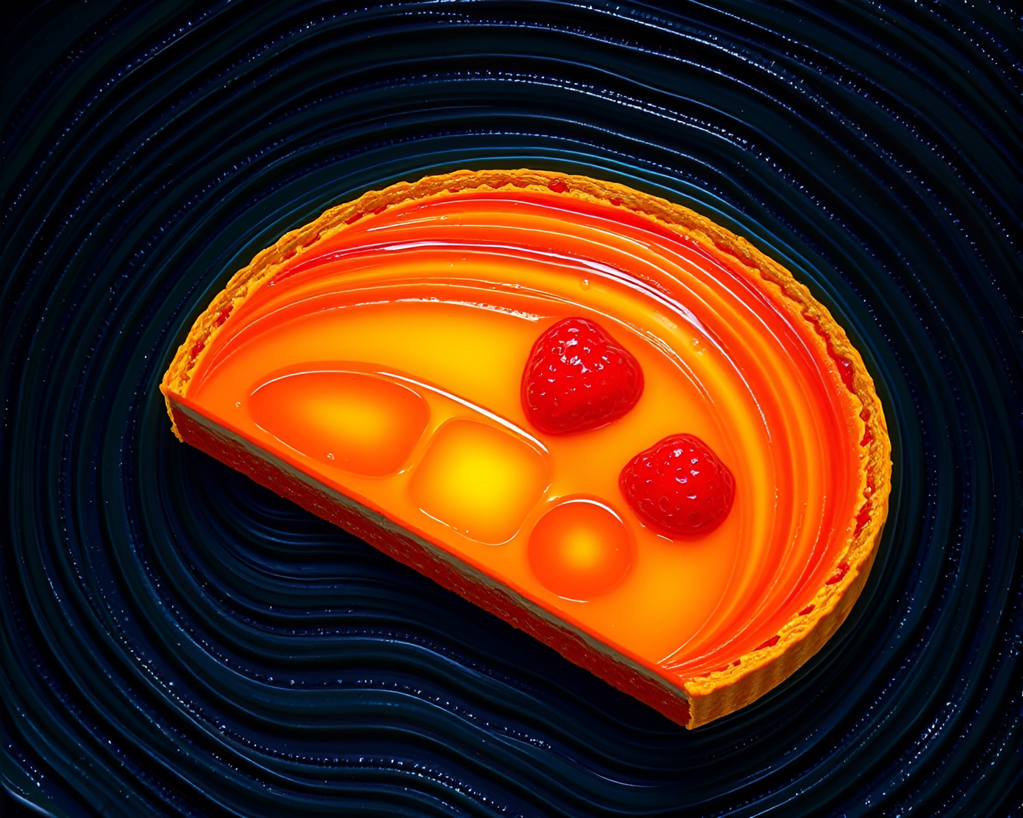 Impasto Fruit Tart Luminance in Stop-Motion Animation Still – free AI stock image