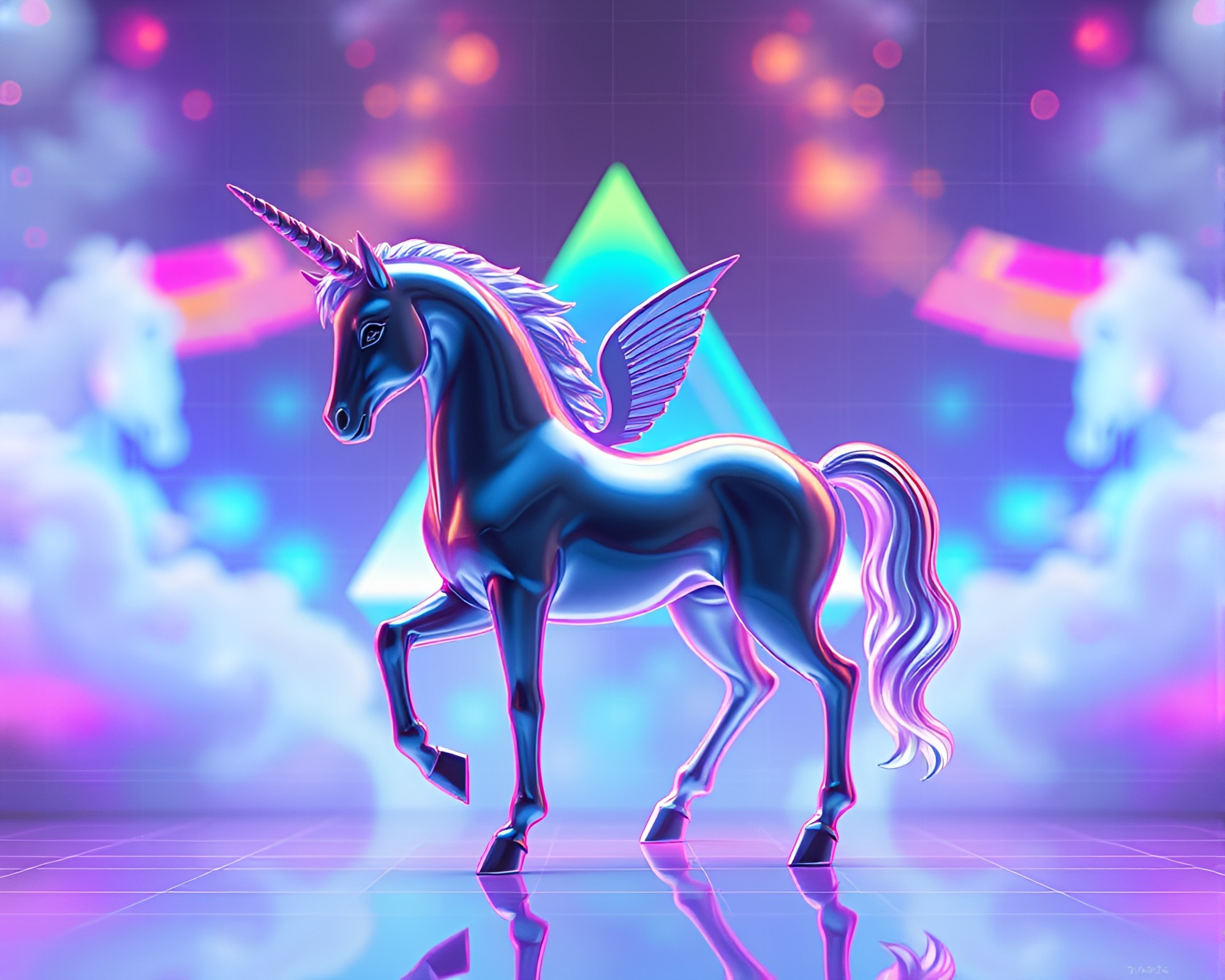 Mesmerizing Unicorn Grid Refraction Composition – free AI stock image