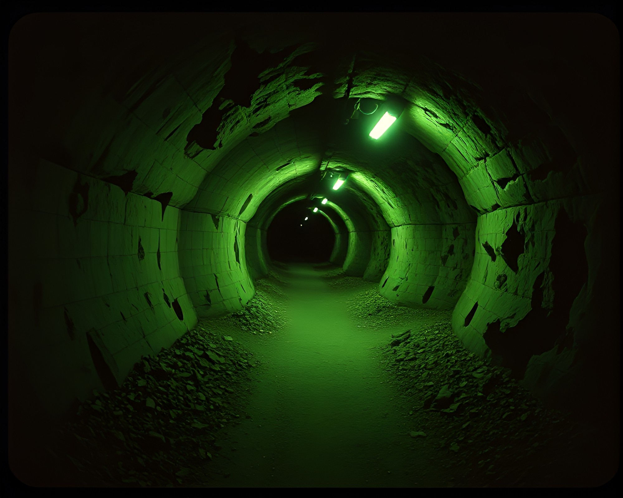 Eerie Underground Bunker With Natural Frame Composition – free AI stock image