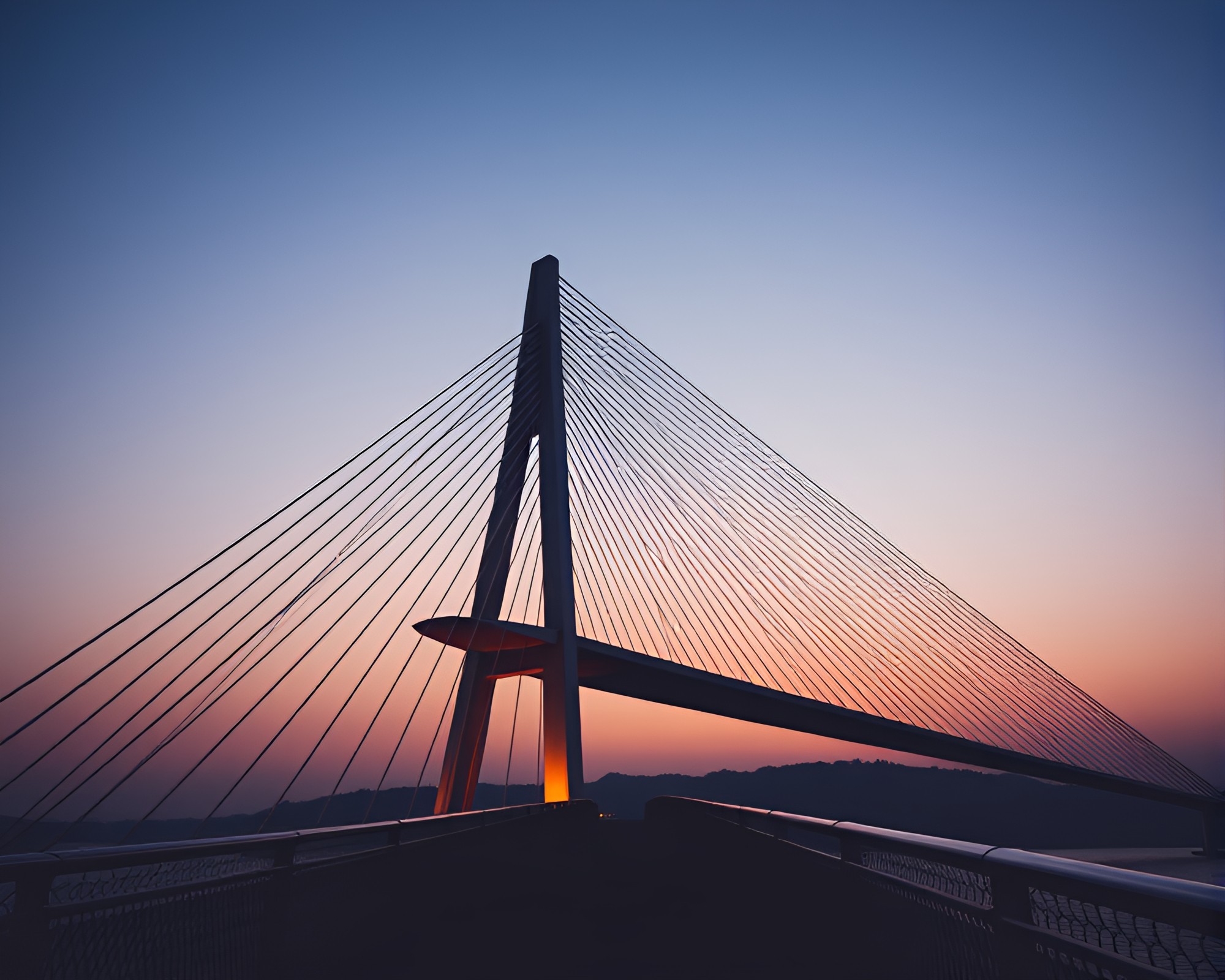Suspension Bridge at Dynamic Afternoon Angle – free AI stock image