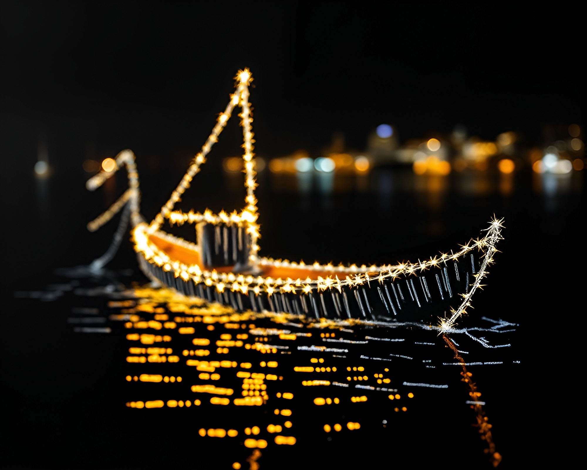 Glistening Hydrofoil Boat Chalk Art with Bokeh Lights – free AI stock image