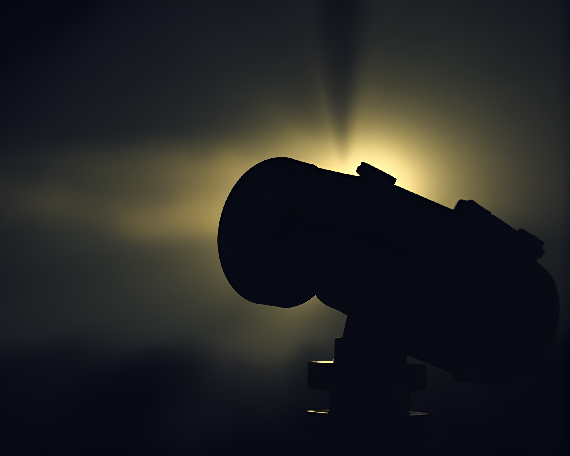Vintage Telescope Silhouette Art: Chiaroscuro Drama – free AI stock image