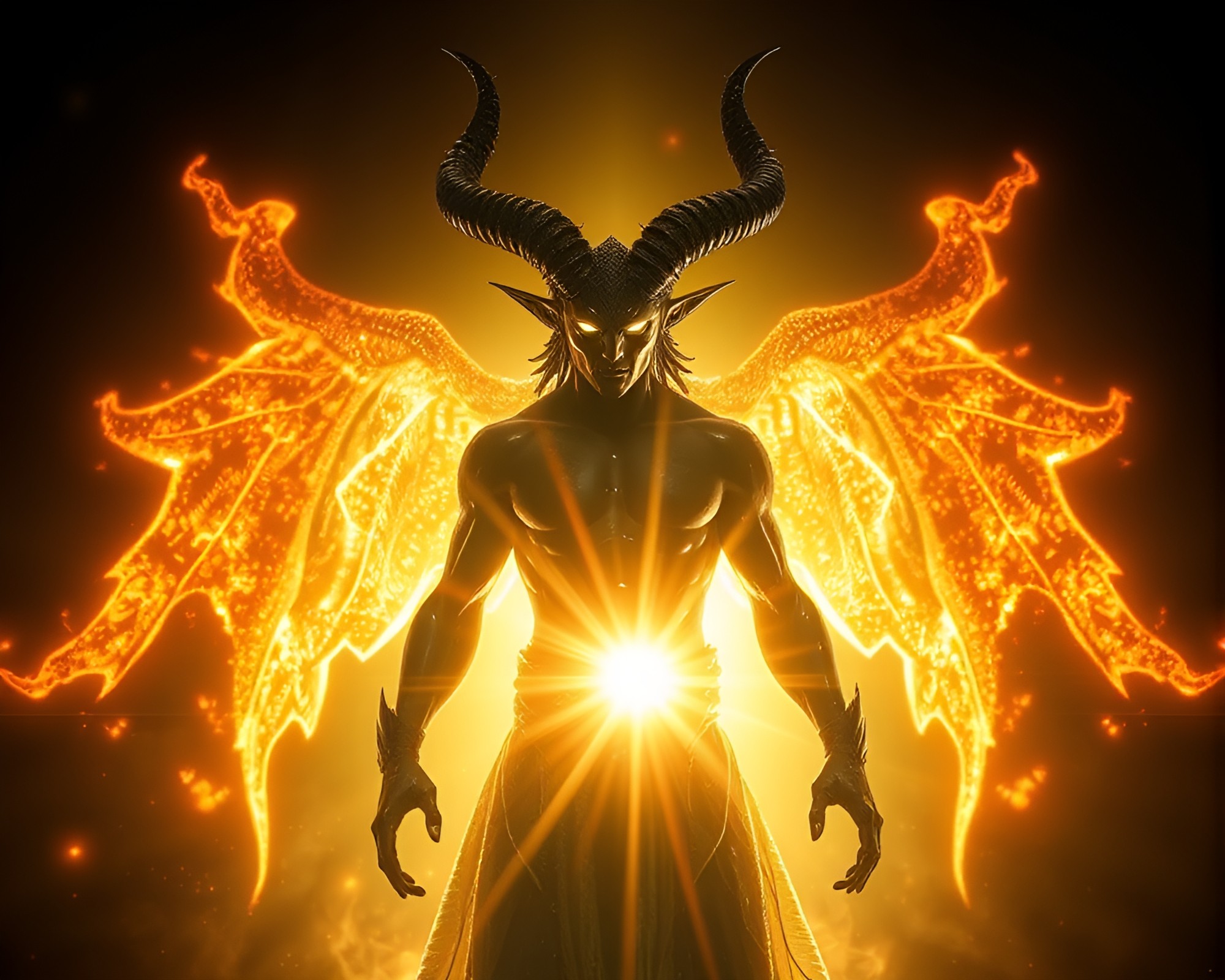 Fractal Satyr Under Solar Flare Spotlight – free AI stock image