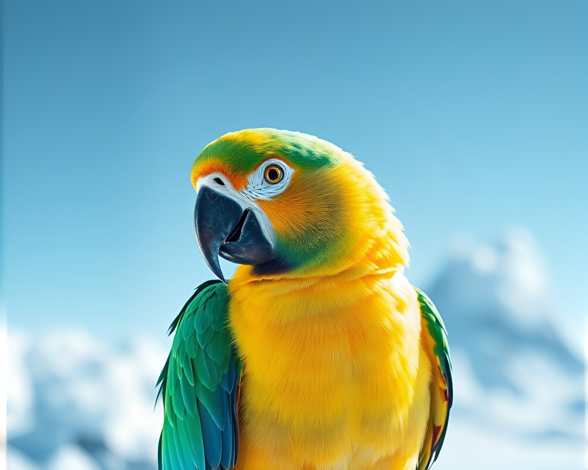 Prism Refracted Parrot in Antarctic Whiteout – free AI stock image