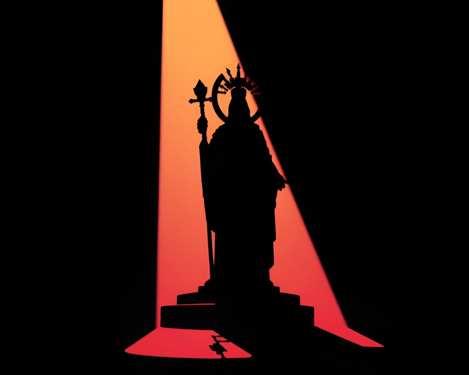 Pixel art baguette silhouette bathed in retro god rays