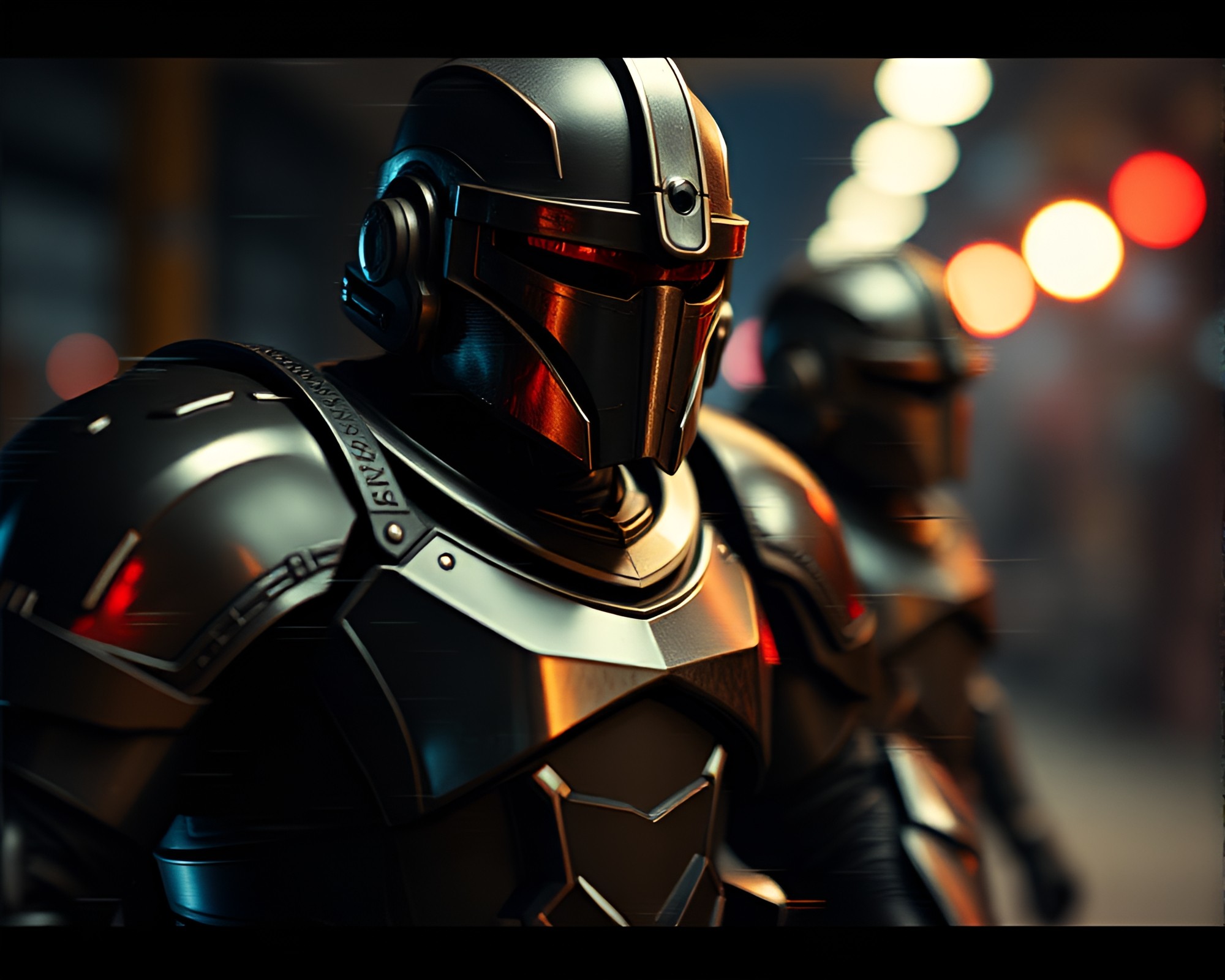 Ethereal Armor in VHS Glitch: Technical Illustration – free AI stock image