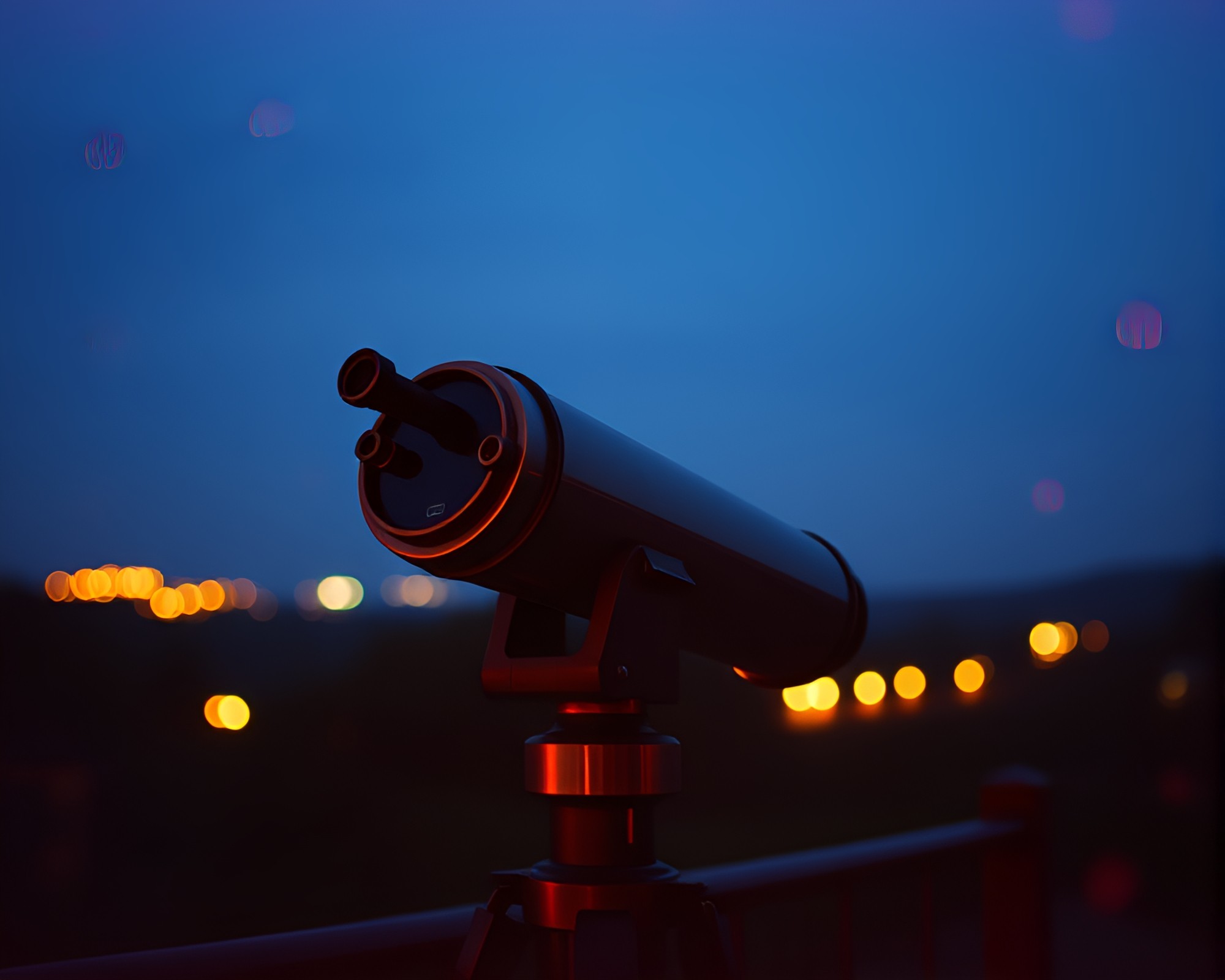 Vintage Double Exposure Telescope by Candlelight – free AI stock image