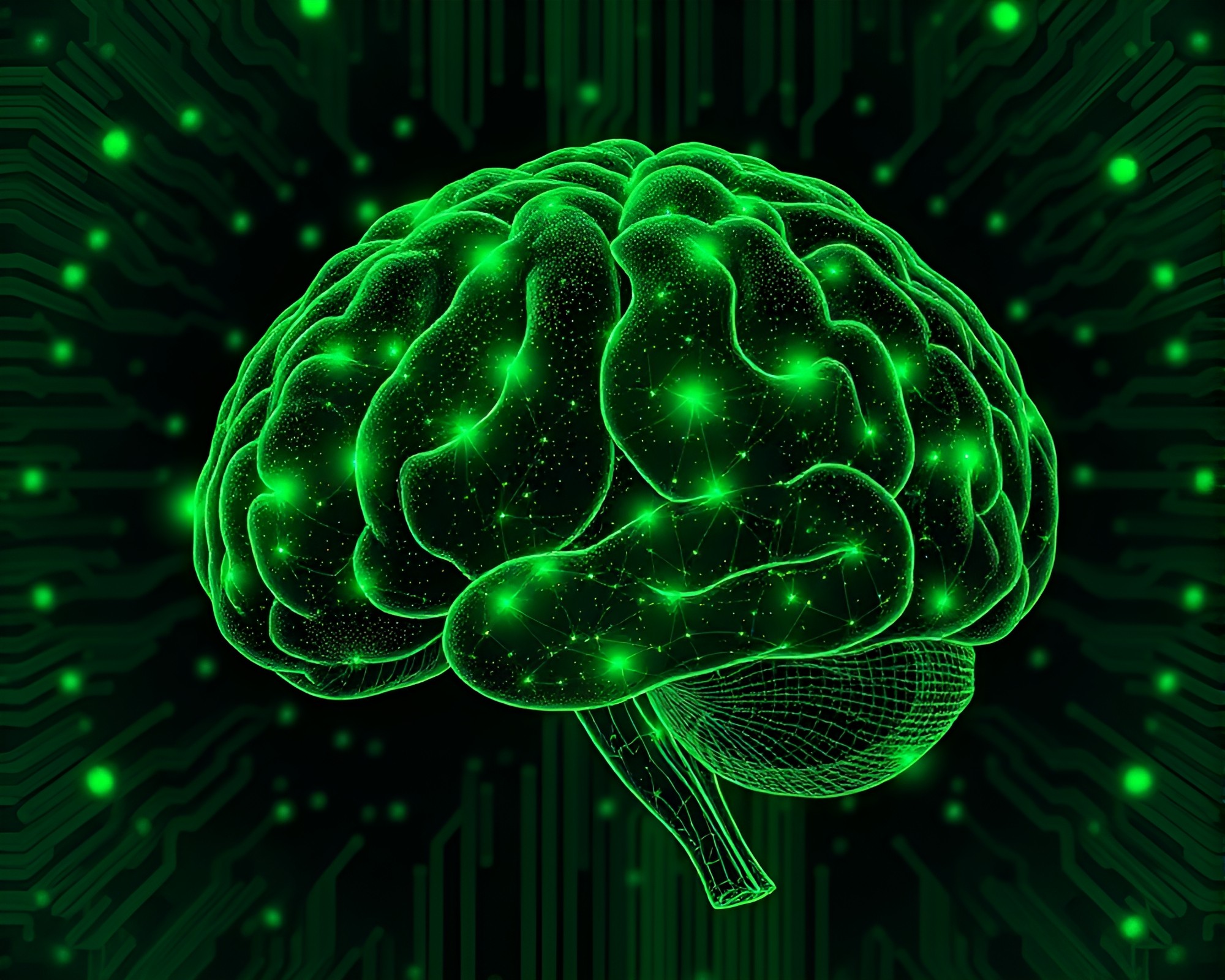 Emerald AI Brain: Maximalist Design with Grain Overlay – free AI stock image