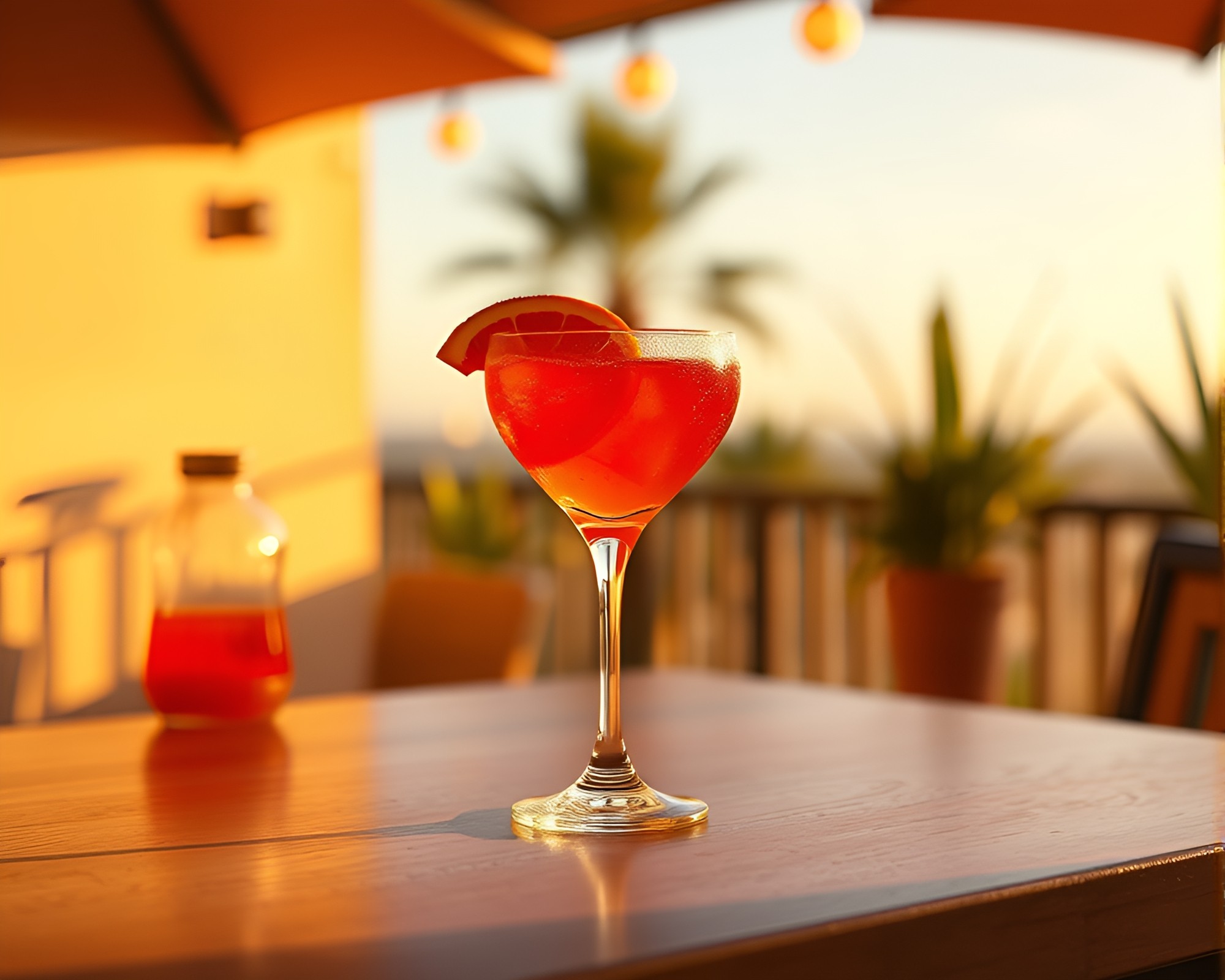 Blood Orange Cocktail in Warm Low-Poly Sunset – free AI stock image