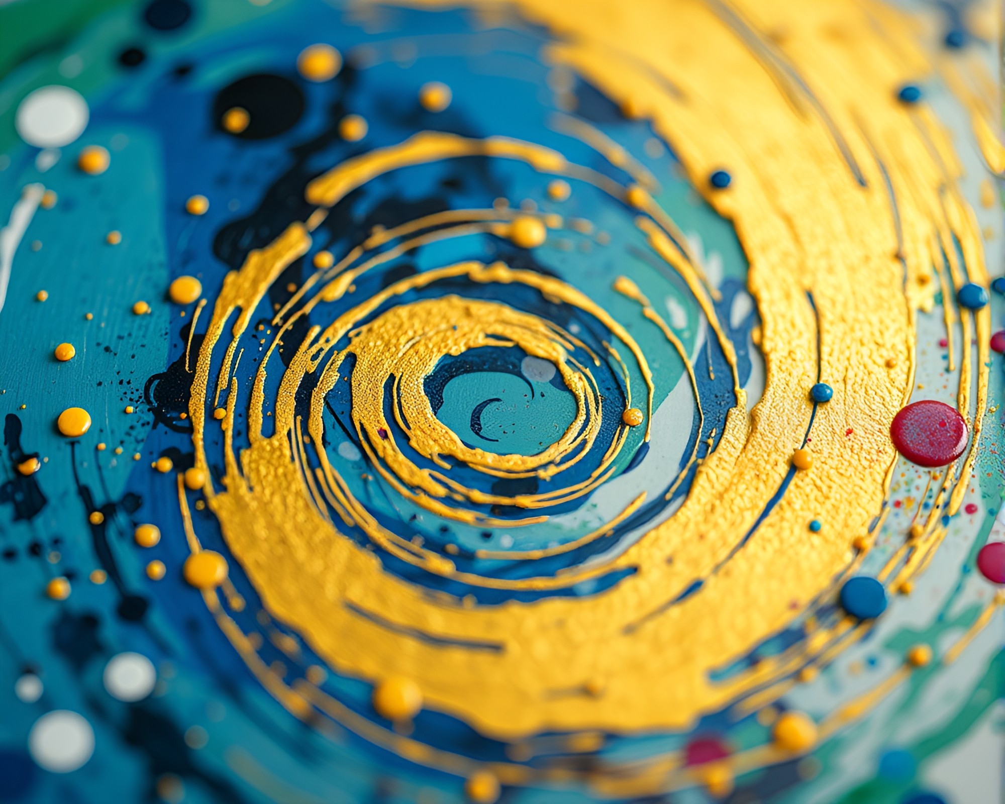 Drumming in Golden Spiral with Paint Splatter Palette – free AI stock image